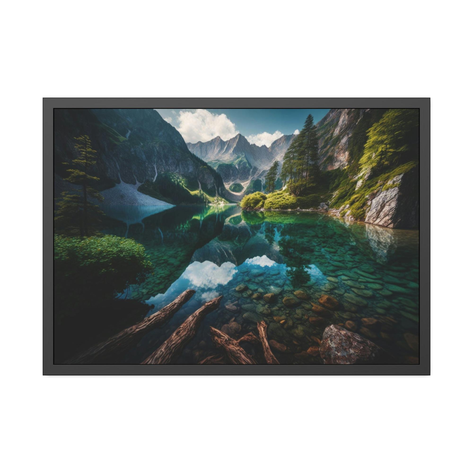 Lakes And Rivers Serene Waterscapes: Lakes and Rivers on Natural Canvas and Framed Poster