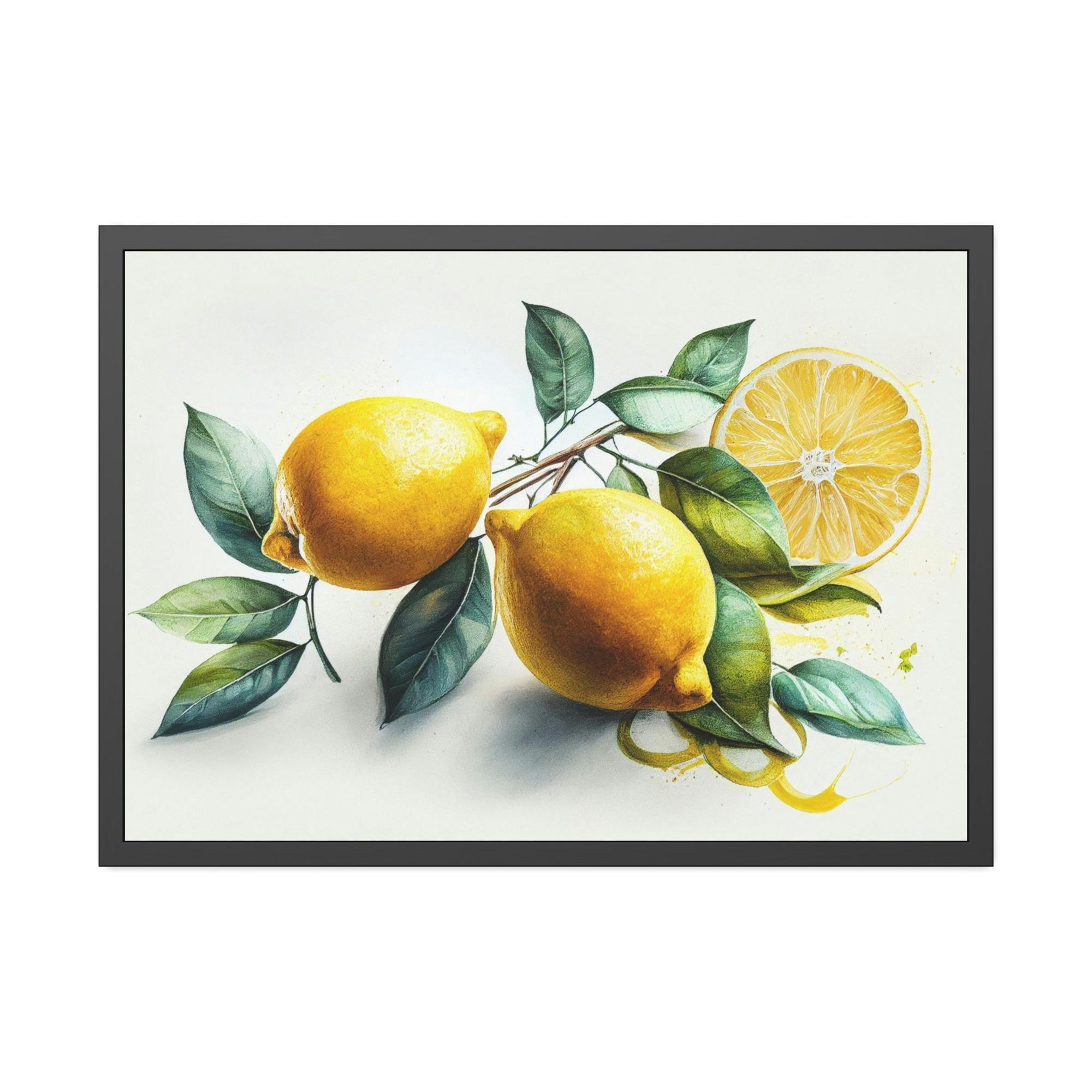 Yellow Lemon Burst: Bright and Playful Wall Art Prints of Yellow Lemons on Natural Canvas