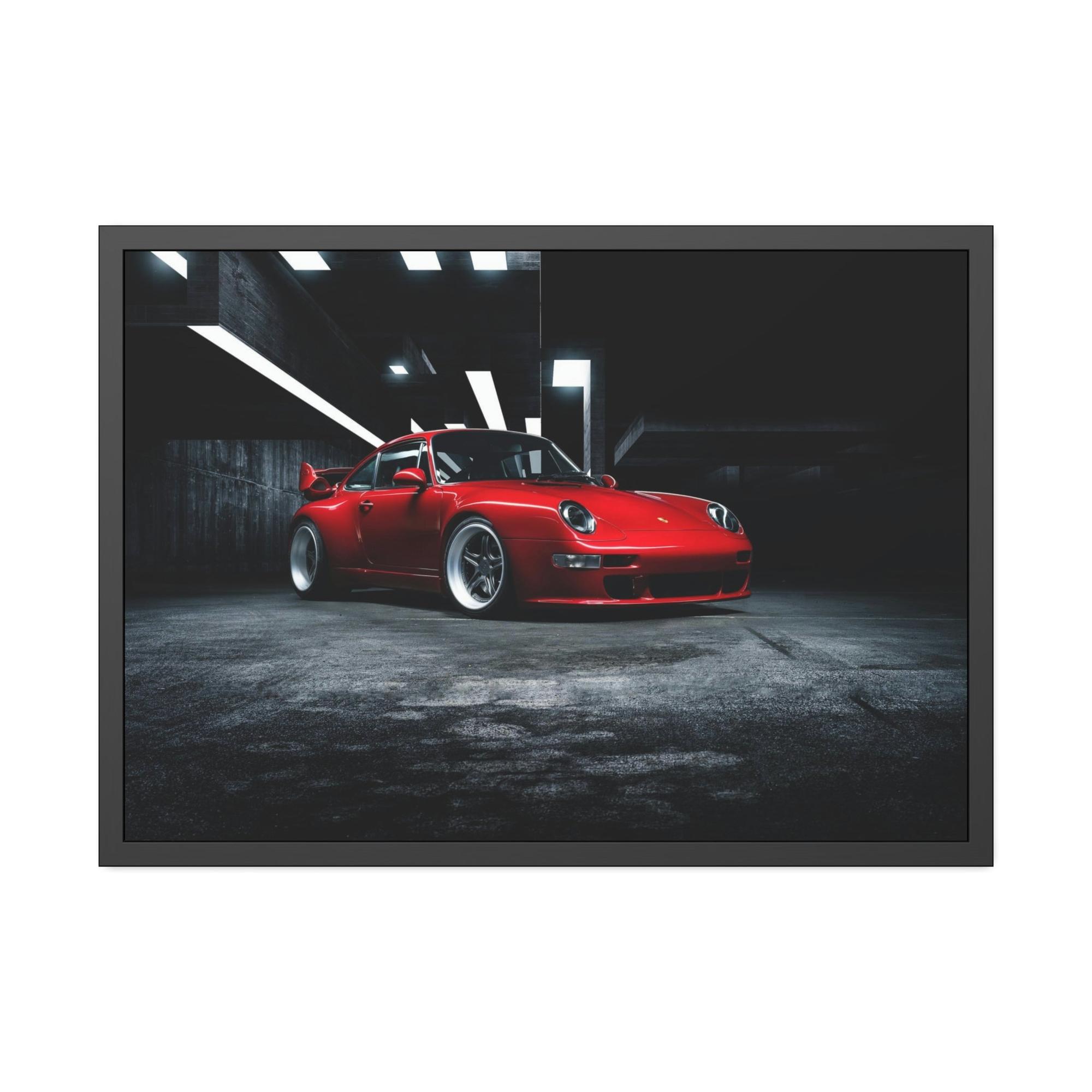Porsche Passionate Red Porsche: A Vibrant Print on Natural Canvas & Poster