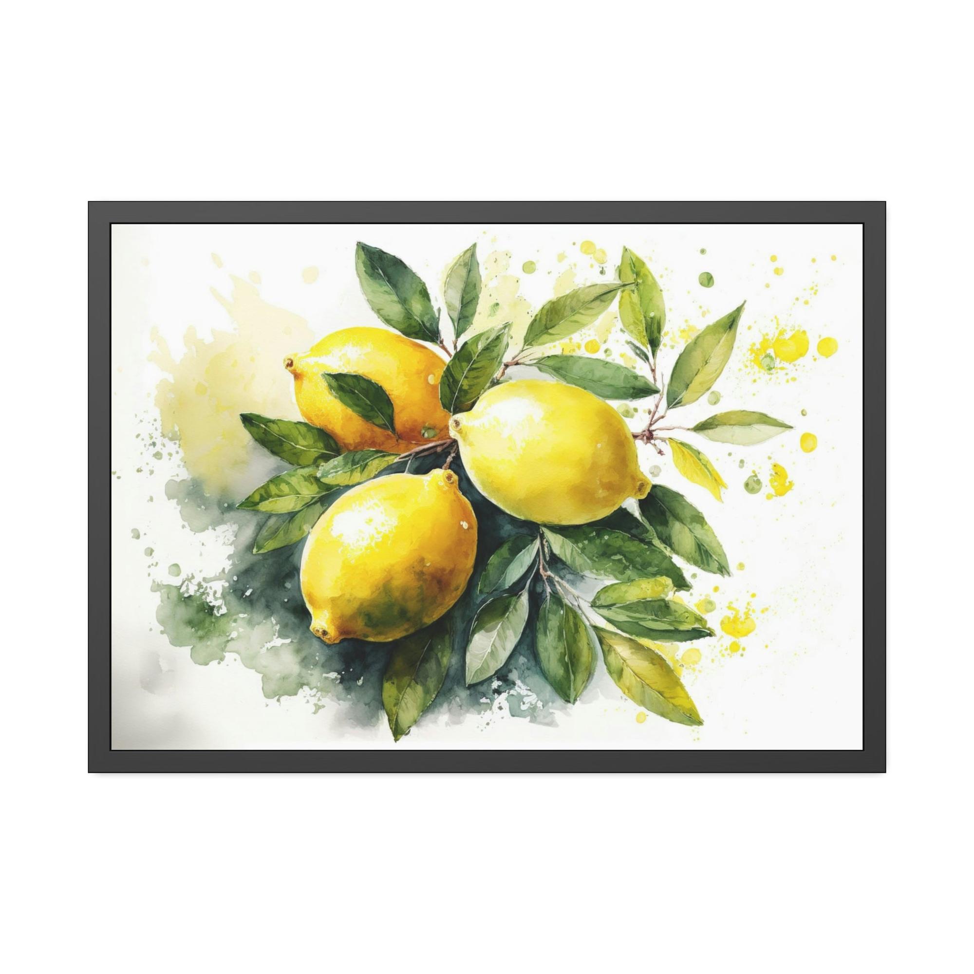 Yellow Tropical Citrus: Vibrant and Bold Wall Art Prints of Yellow Lemons on Natural Canvas & Posters