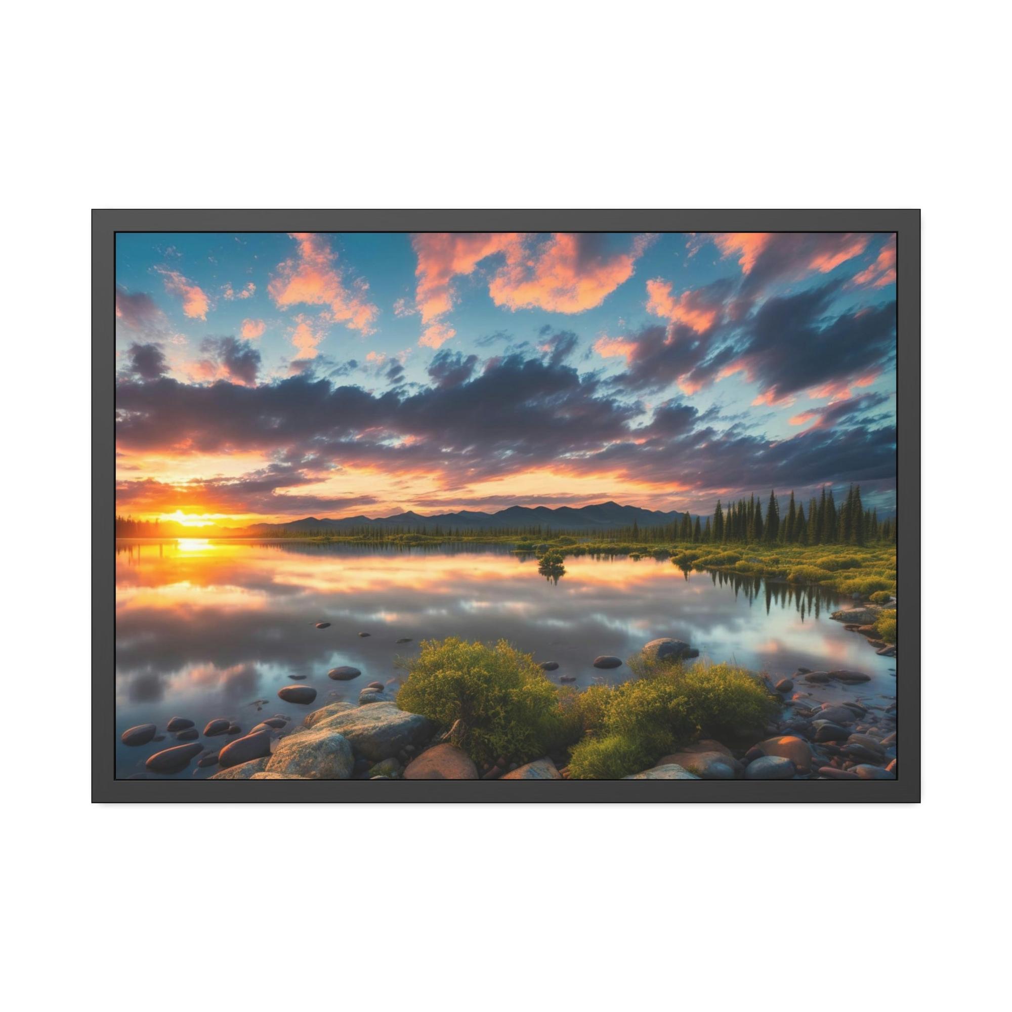 Lakes And Rivers Tranquil Horizons: Lakes and Rivers on Canvas and Framed Poster