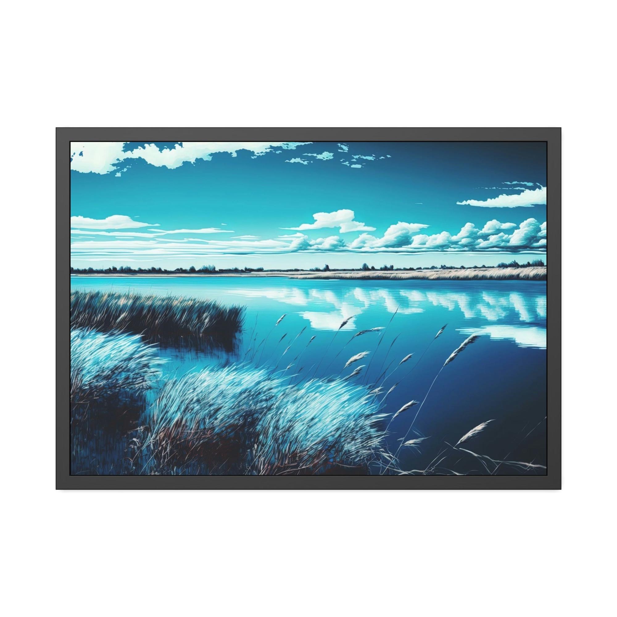 Lakes And Rivers Lakeside Harmony: Print on Canvas with Tranquil Lake Scenery