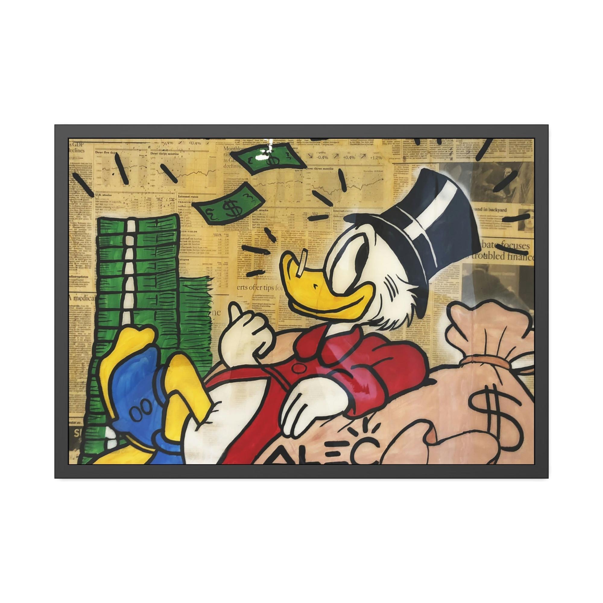 Monopoly & Motivation Alec Monopoly's Duck Tales: Disney's Duck as Street Art on Natural Canvas and Framed Poster