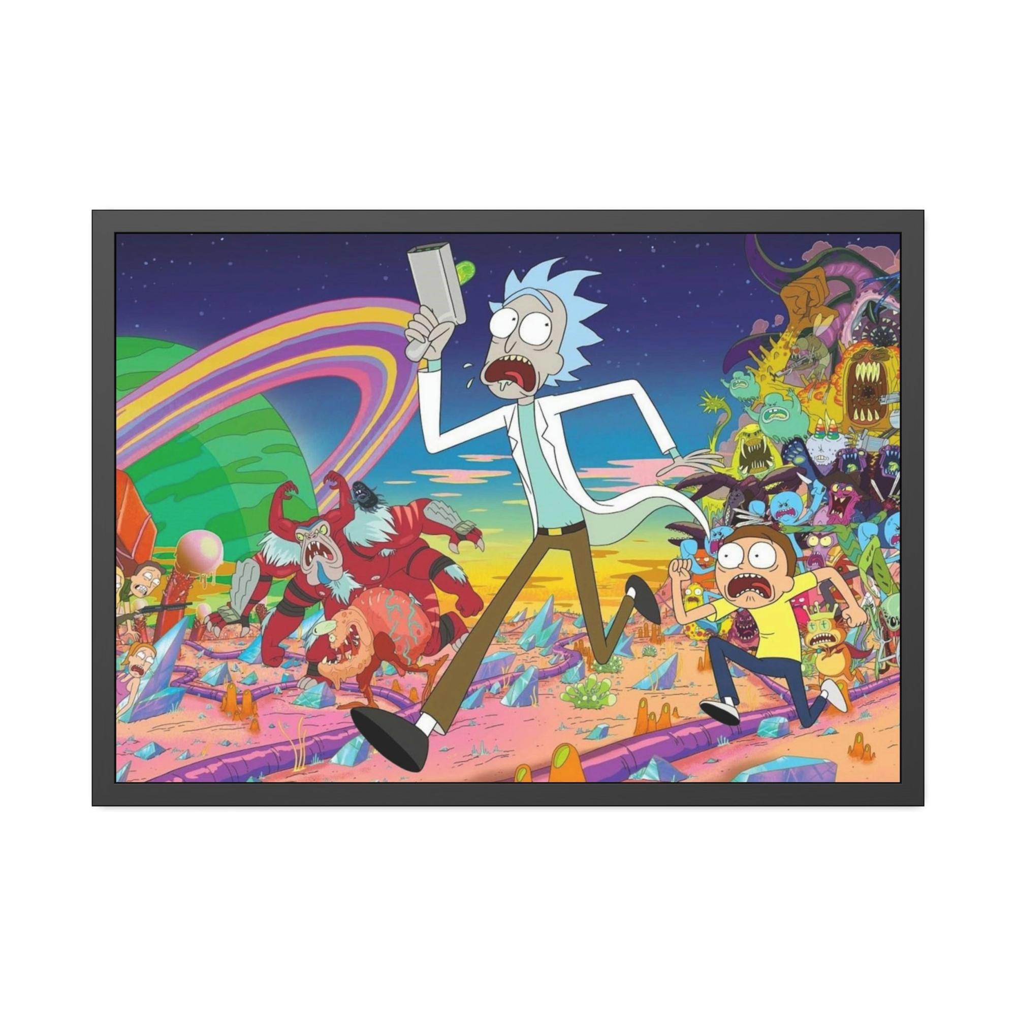Rick And Morty Art Fantastical Adventures: Framed Canvas Wall Art Depicting Rick and Morty Artwork