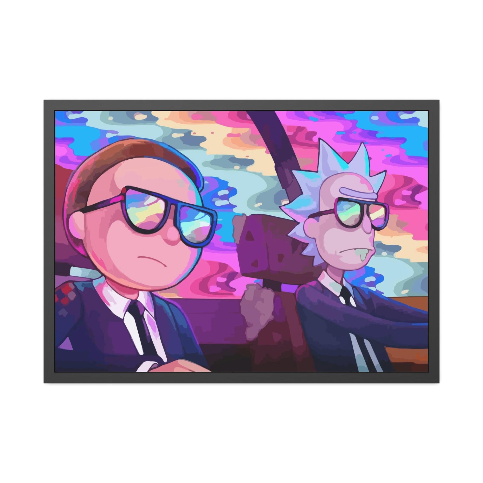 Rick And Morty Art Sci-Fi Adventures: Framed Canvas Wall Art Featuring Rick and Morty Cartoon Characters