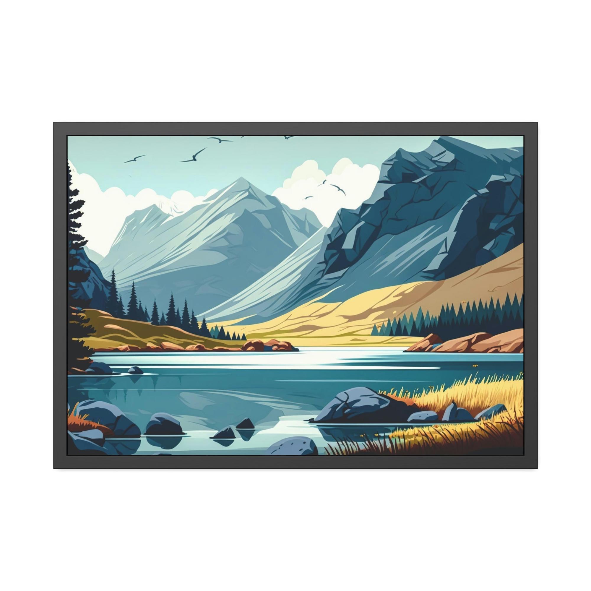 Lakes And Rivers Tranquil Sceneries: Lakes and Rivers on Natural Canvas and Framed Poster