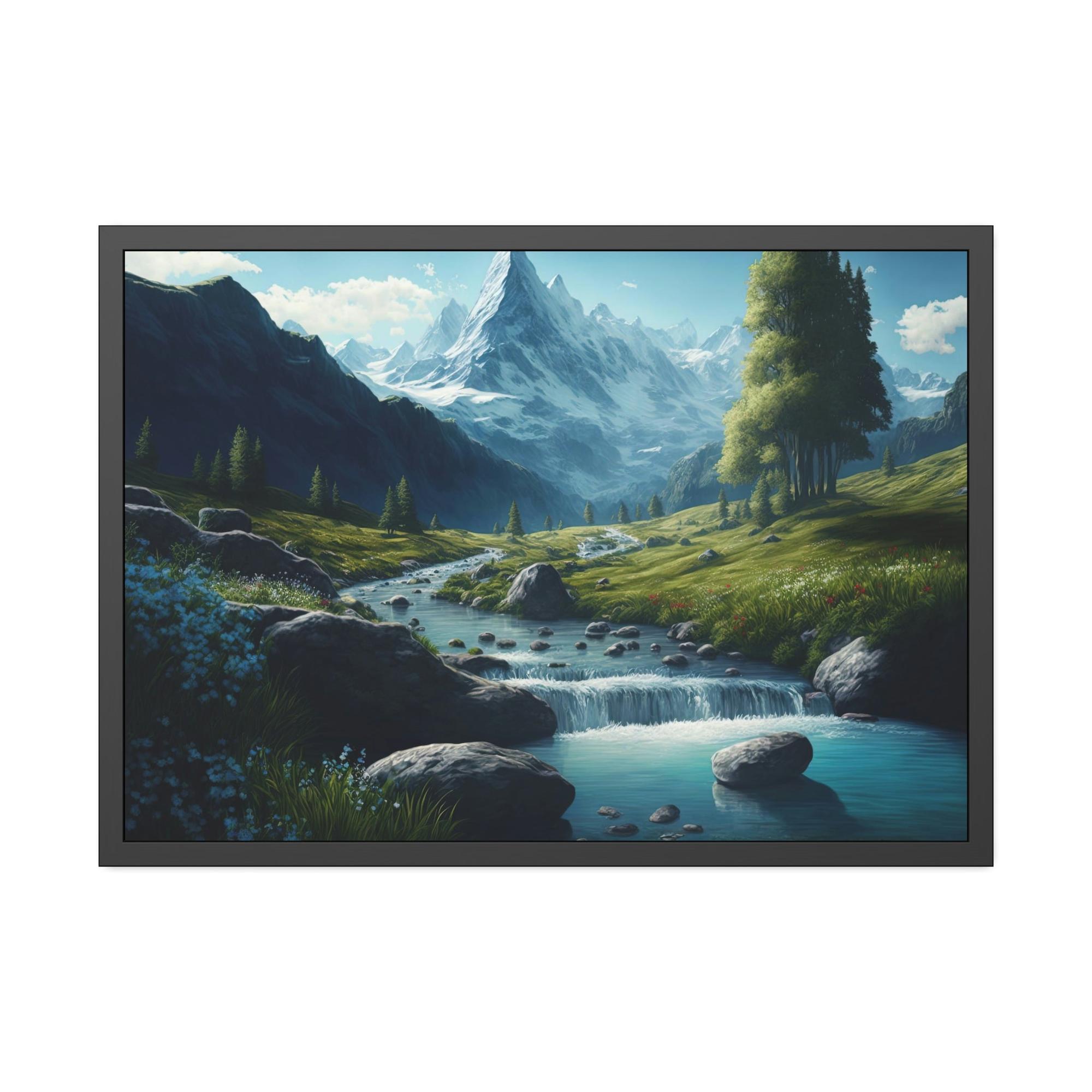 Lakes And Rivers Nature's Watercolor: Framed Canvas and Poster Print of Lakes and Rivers