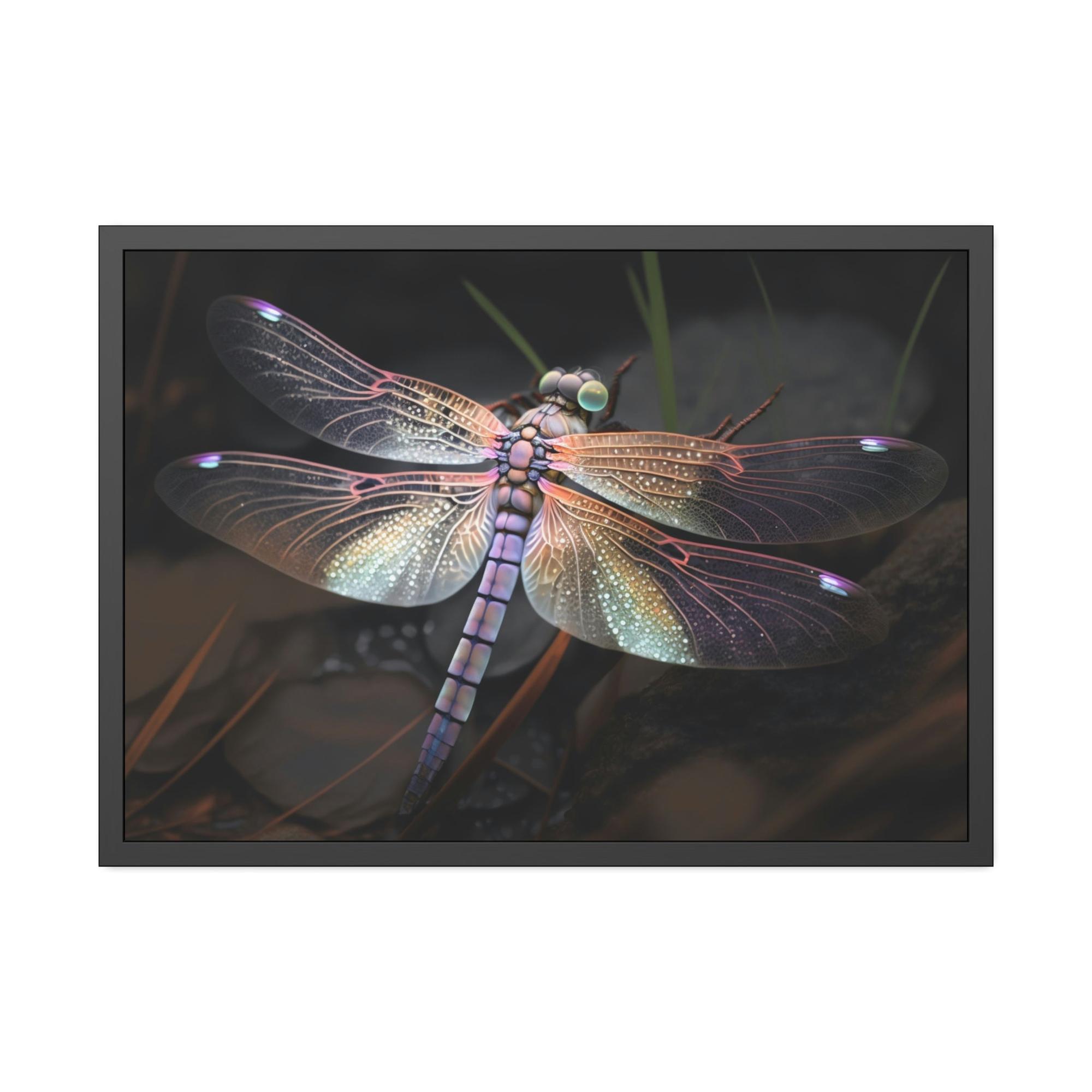 Dragonfly Winged Wonders: A Framed Canvas of Dragonflies in Flight