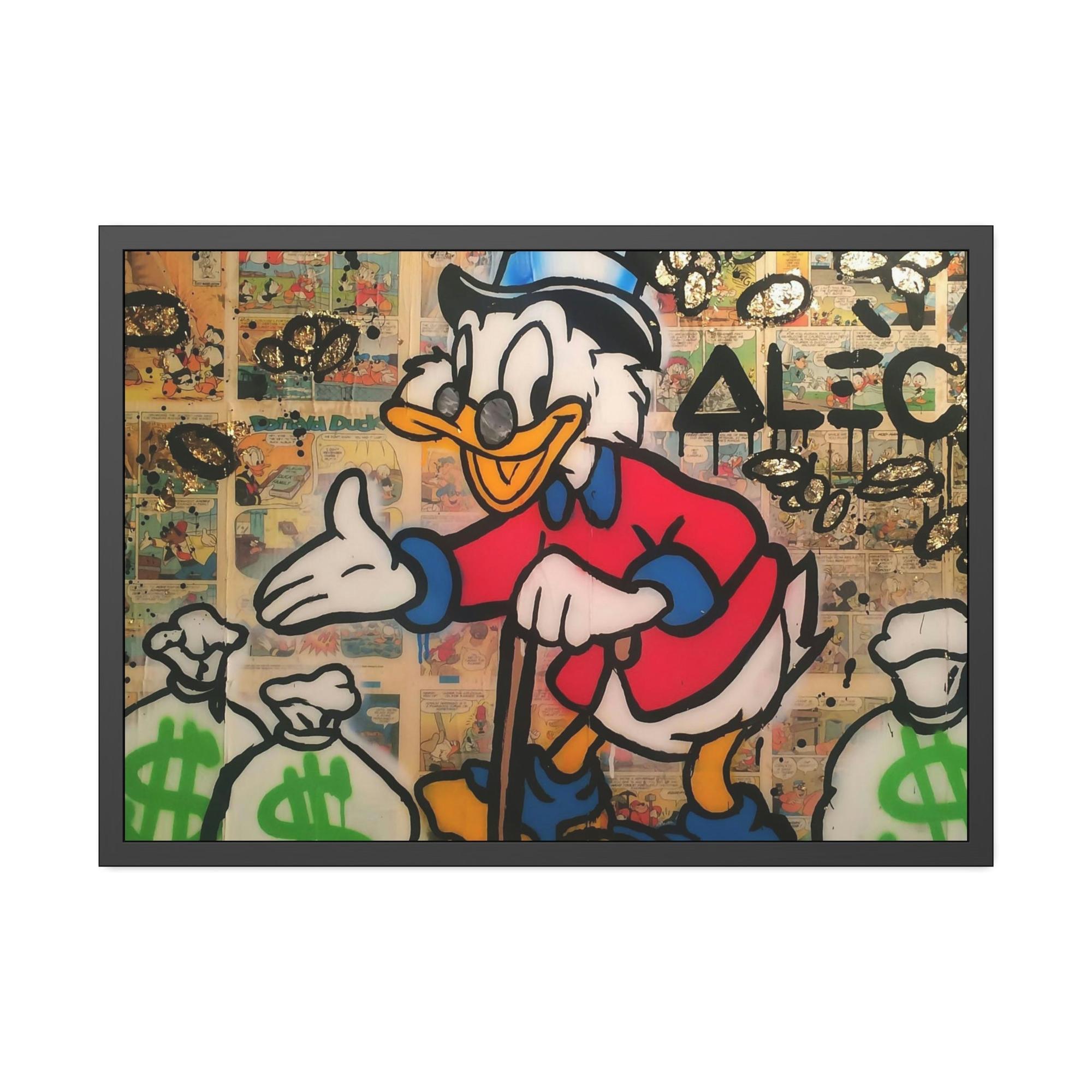 Monopoly & Motivation Monopoly Madness: Disney's Duck in Alec Monopoly Style on Canvas and Framed Poster