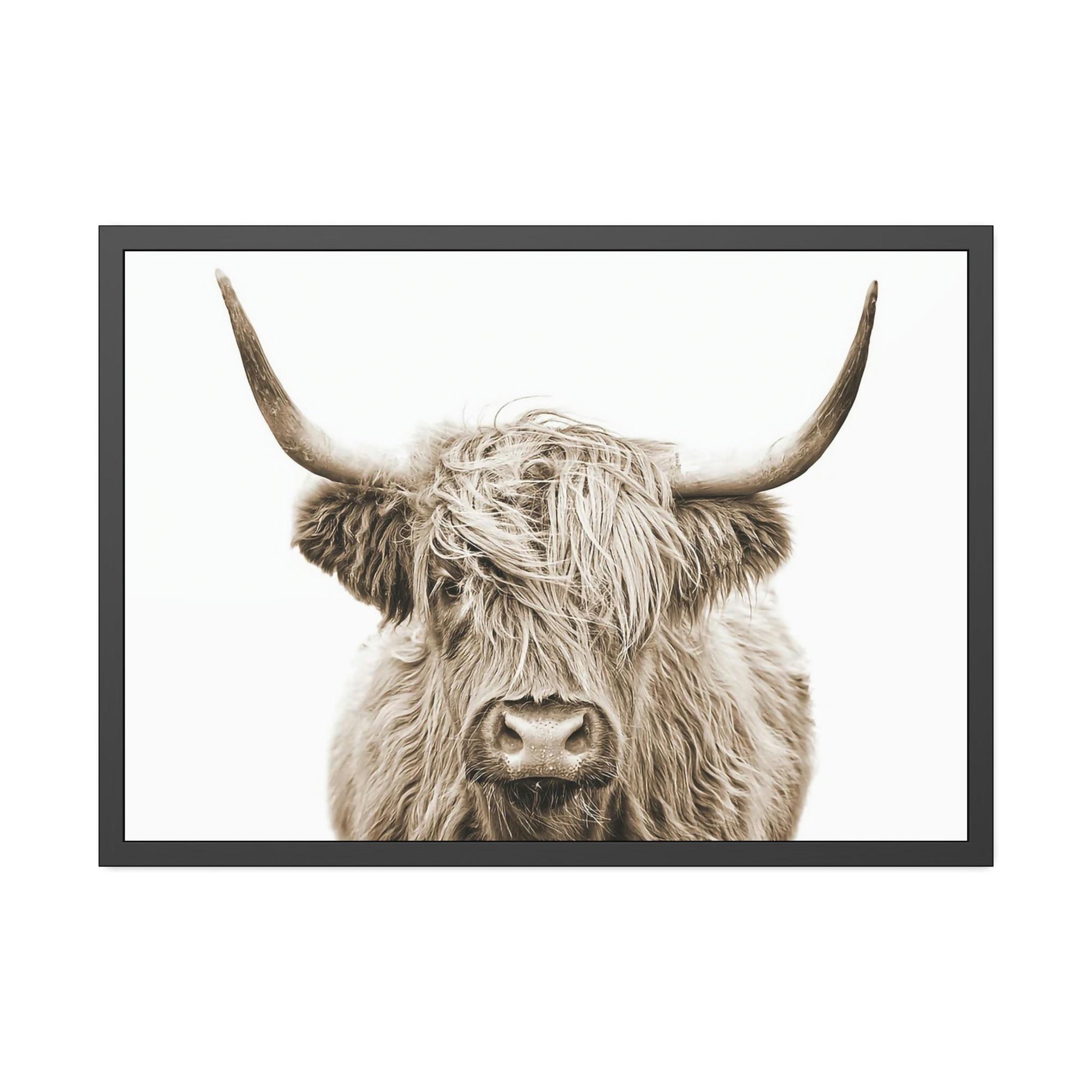 Highland Cow The Beauty of Highland Cows: Wall Art on Natural Canvas