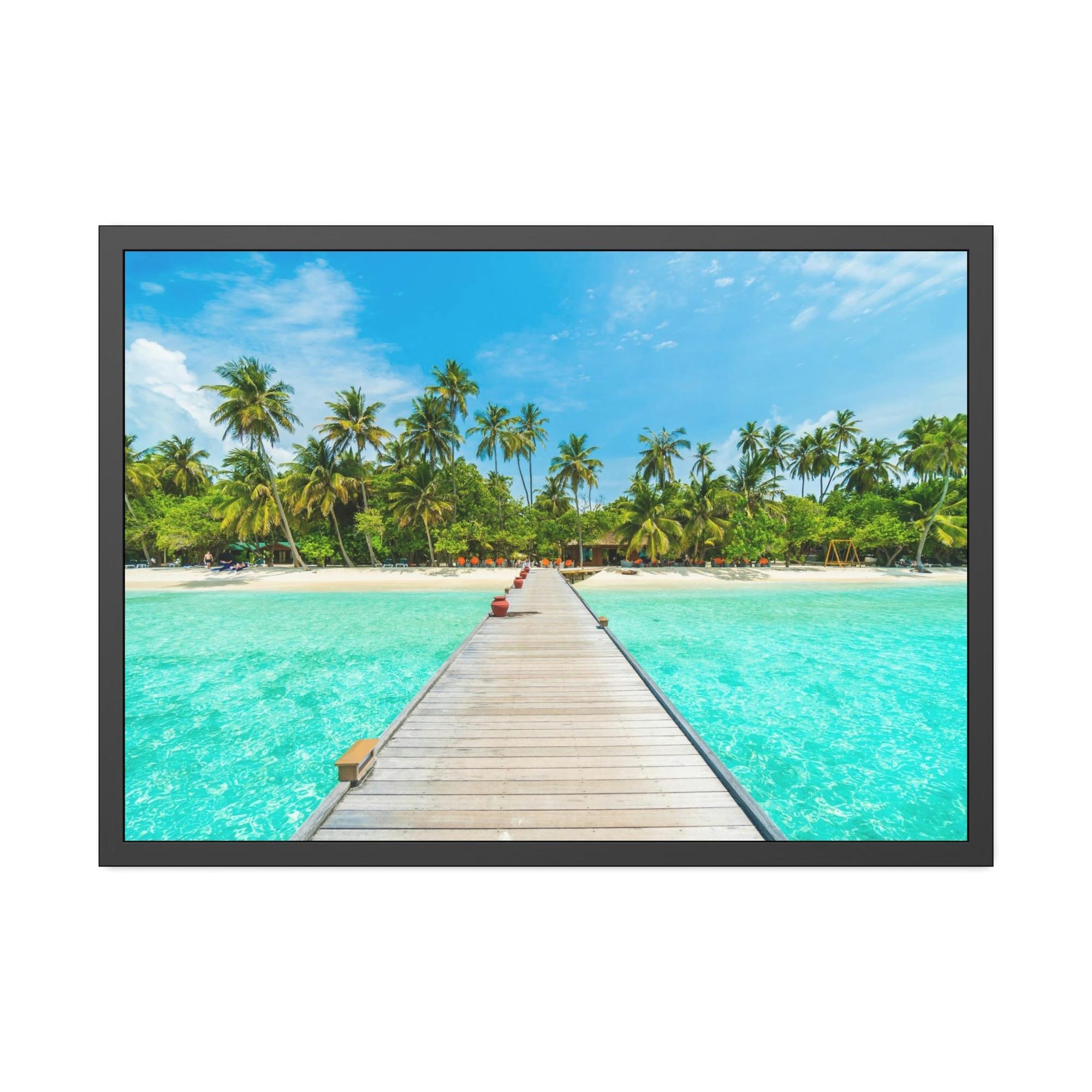 Island Beach Coastal Paradise: Framed Canvas & Poster of a Picturesque Island Beach
