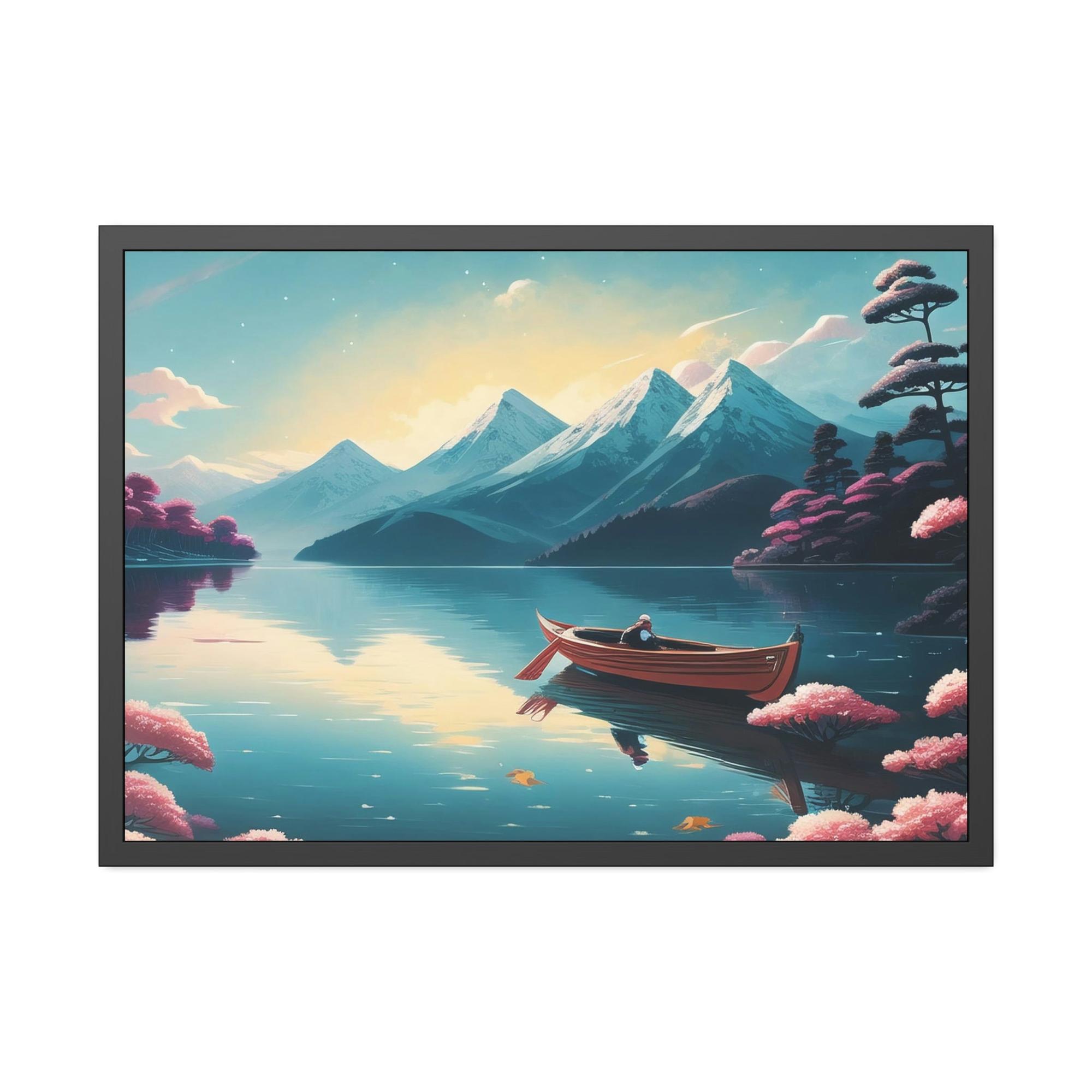 Lakes And Rivers Awe-Inspiring Waters: Framed Canvas Print of Beautiful Lakes and Rivers