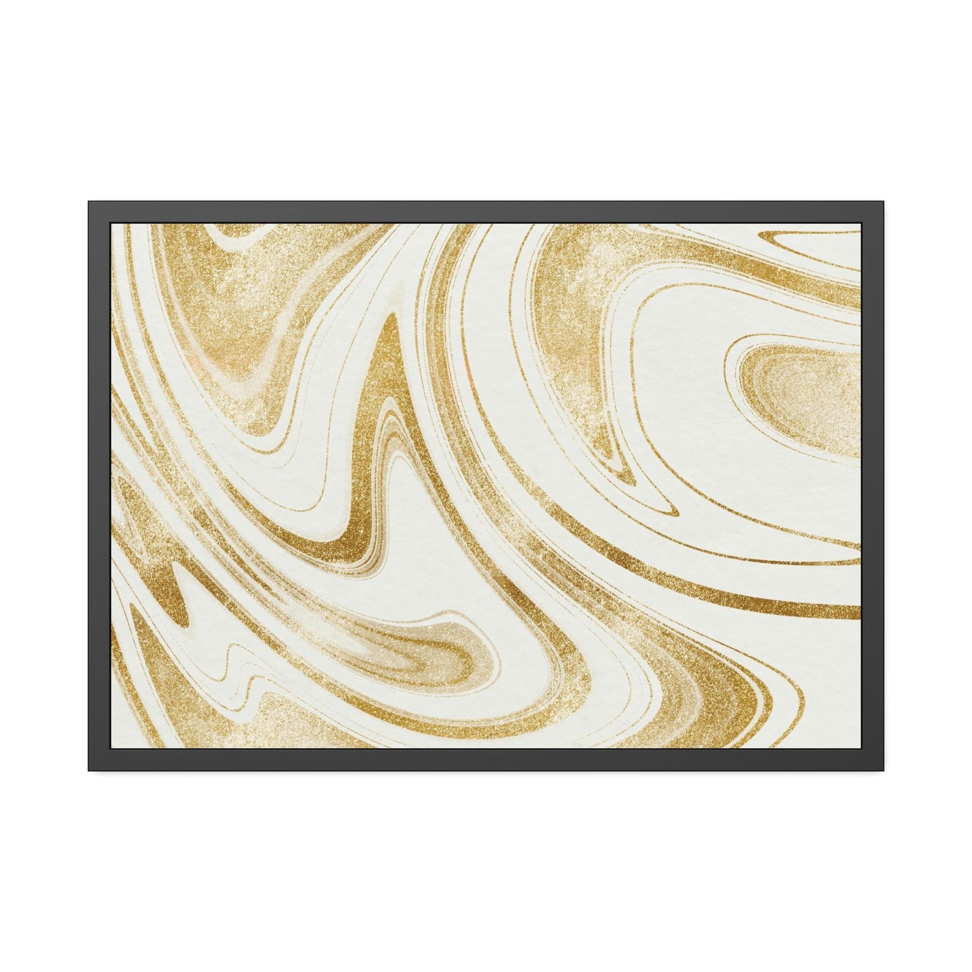 Gold Abstract Art Touch of Opulence: Gold Abstract Wall Art on Framed Poster & Canvas