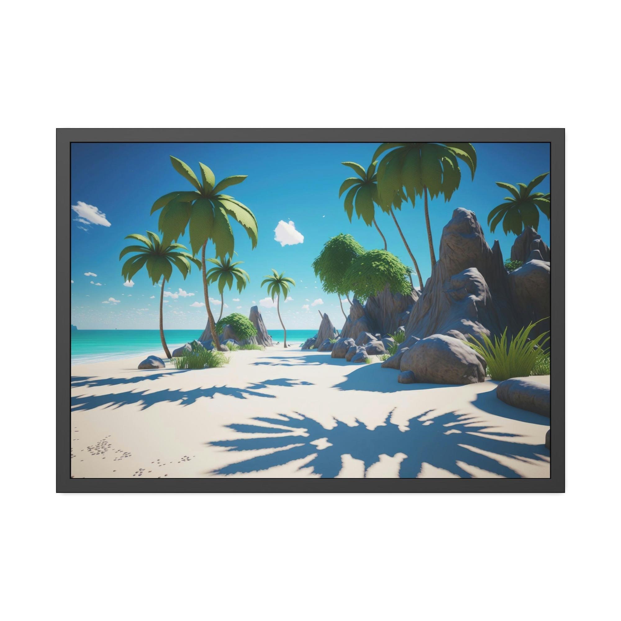 Island Beach Seaside Bliss: Wall Art of a Gorgeous Island Beach on a Natural Canvas & Poster
