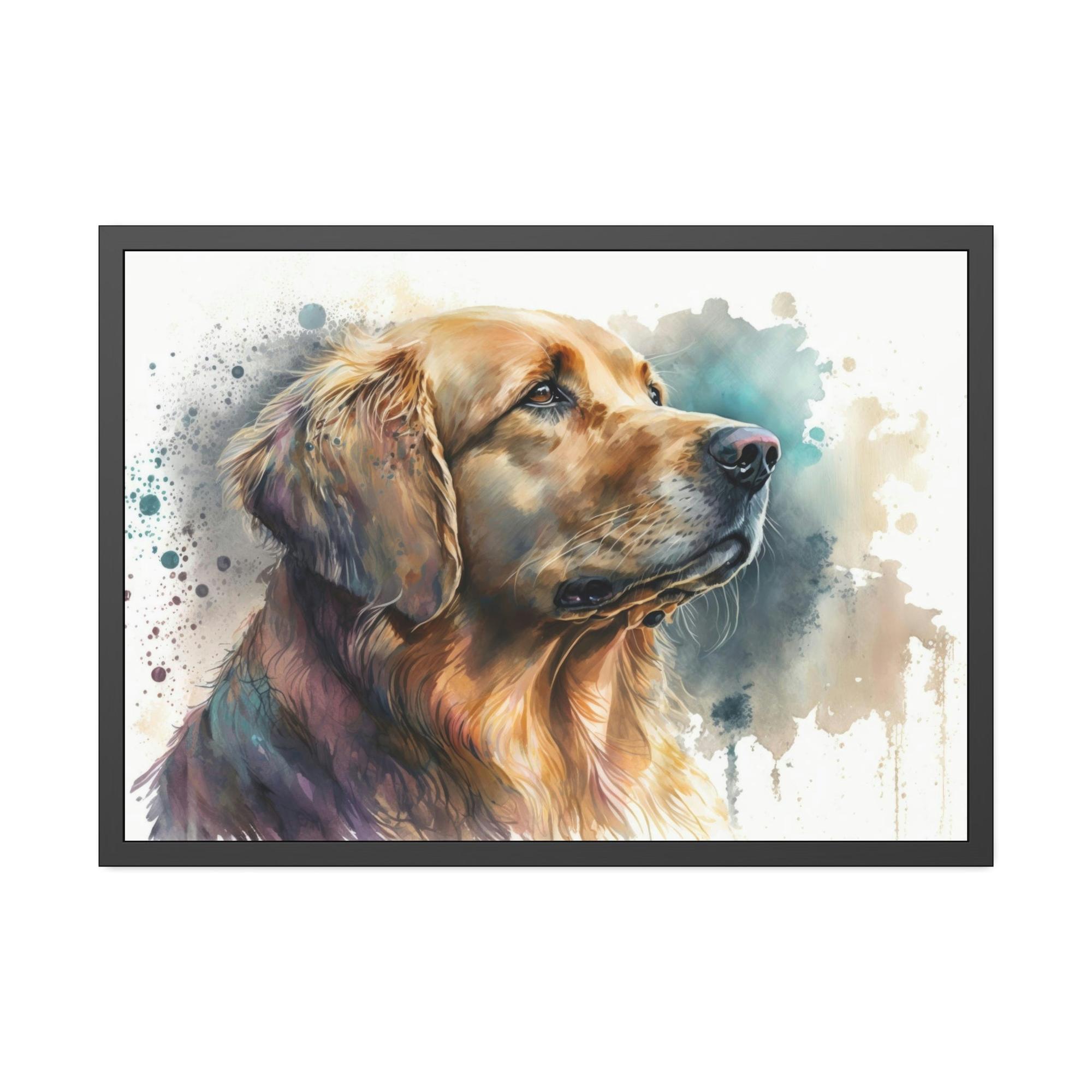Dogs Dog's World: Framed Poster of a Happy Dog on Canvas