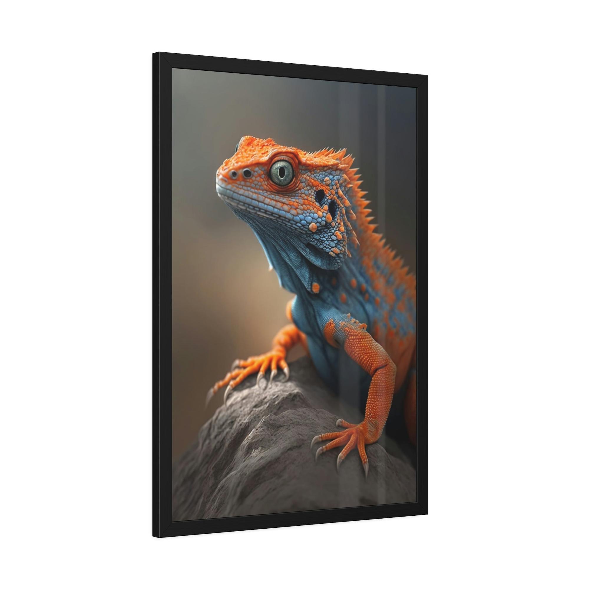 Lizards Bold and Bright: Vibrant Lizard Print on Natural Canvas & Poster