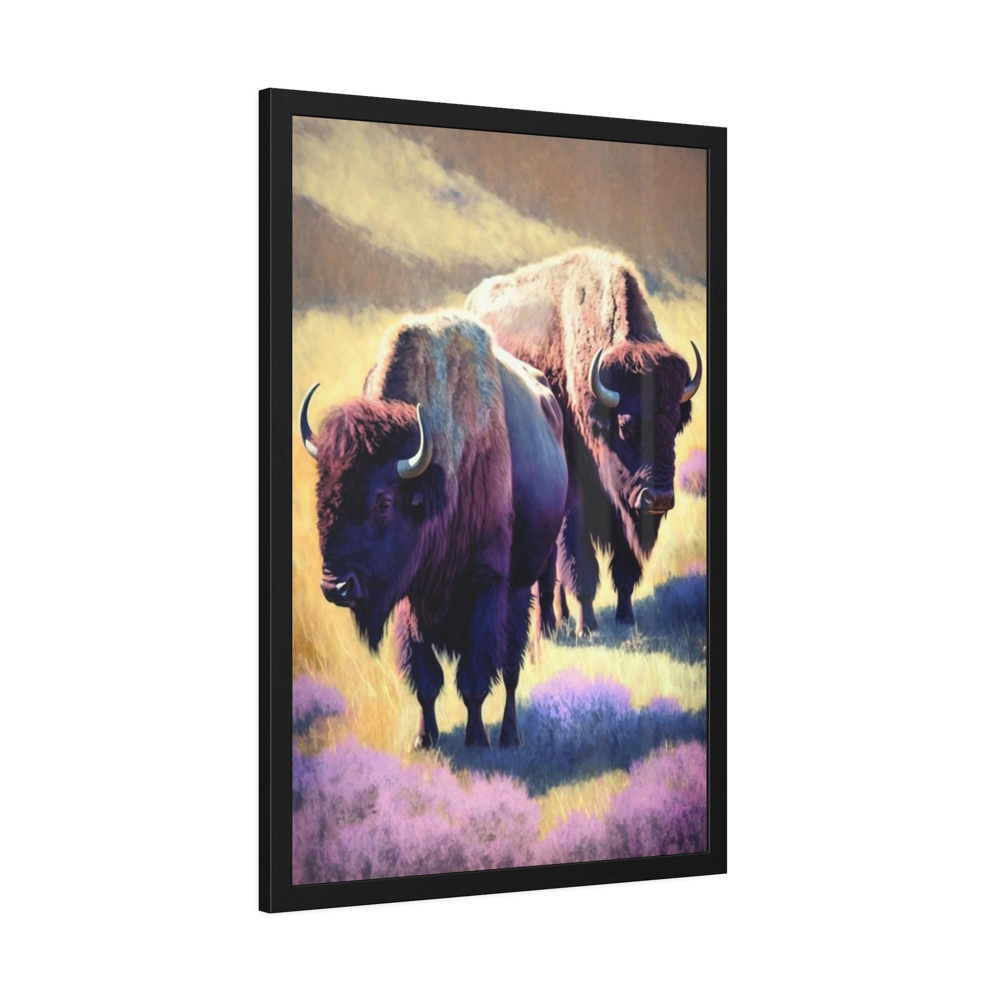 Bisons The Bison's Strength: Canvas & Poster Wall Art of a Bisons Displaying Its Might