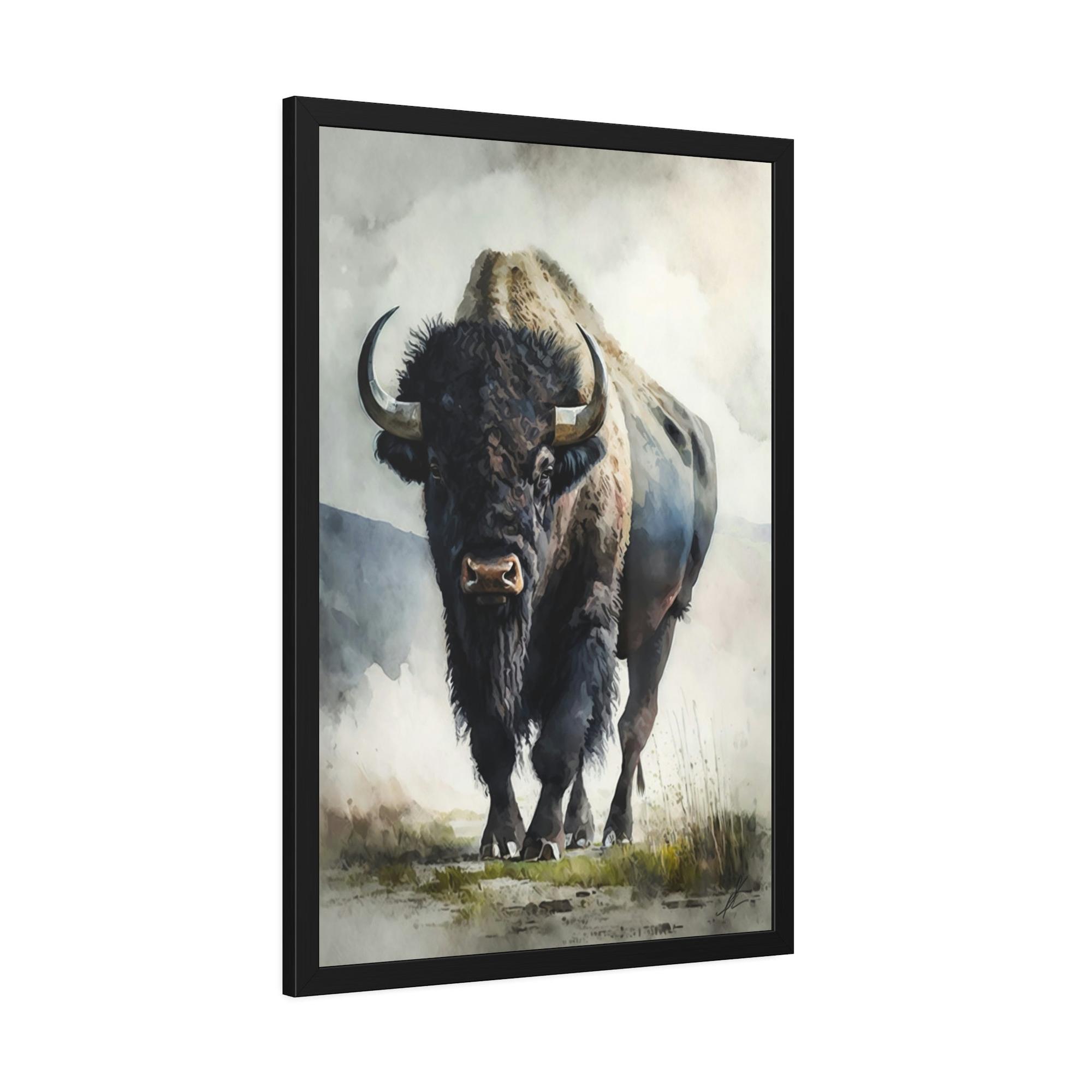 Buffalos A Serene Buffalo Portrait on Natural Canvas & Poster for Your Home