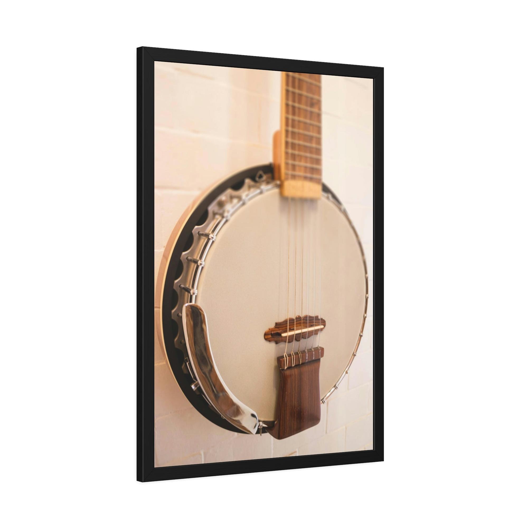 Banjo Melodic Strings: Art Print on Canvas with a Close-Up of a Banjo