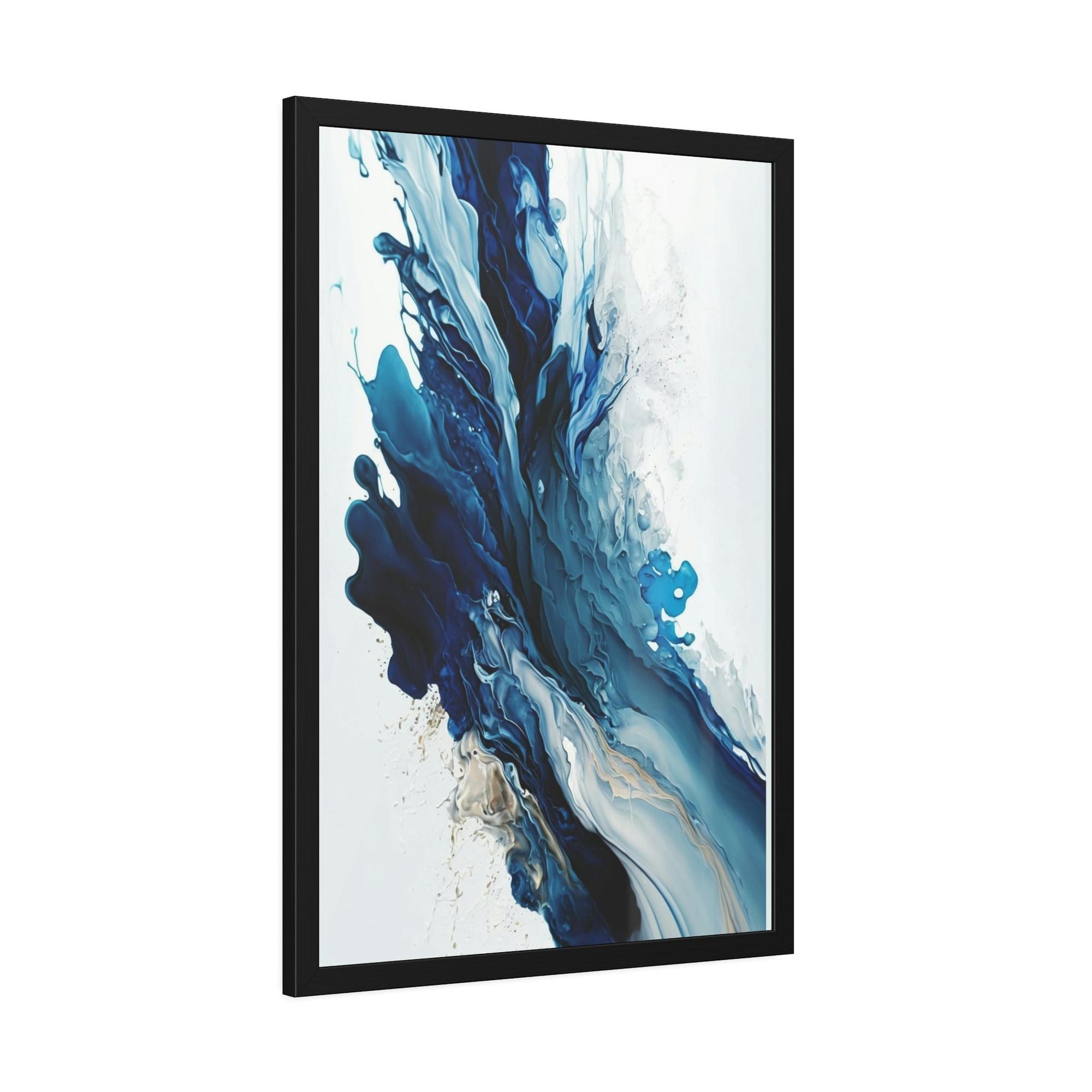 Blue Abstract Canvas Art Blue Harmony: A Framed Poster & Canvas Print of a Blue and White Abstract Artwork