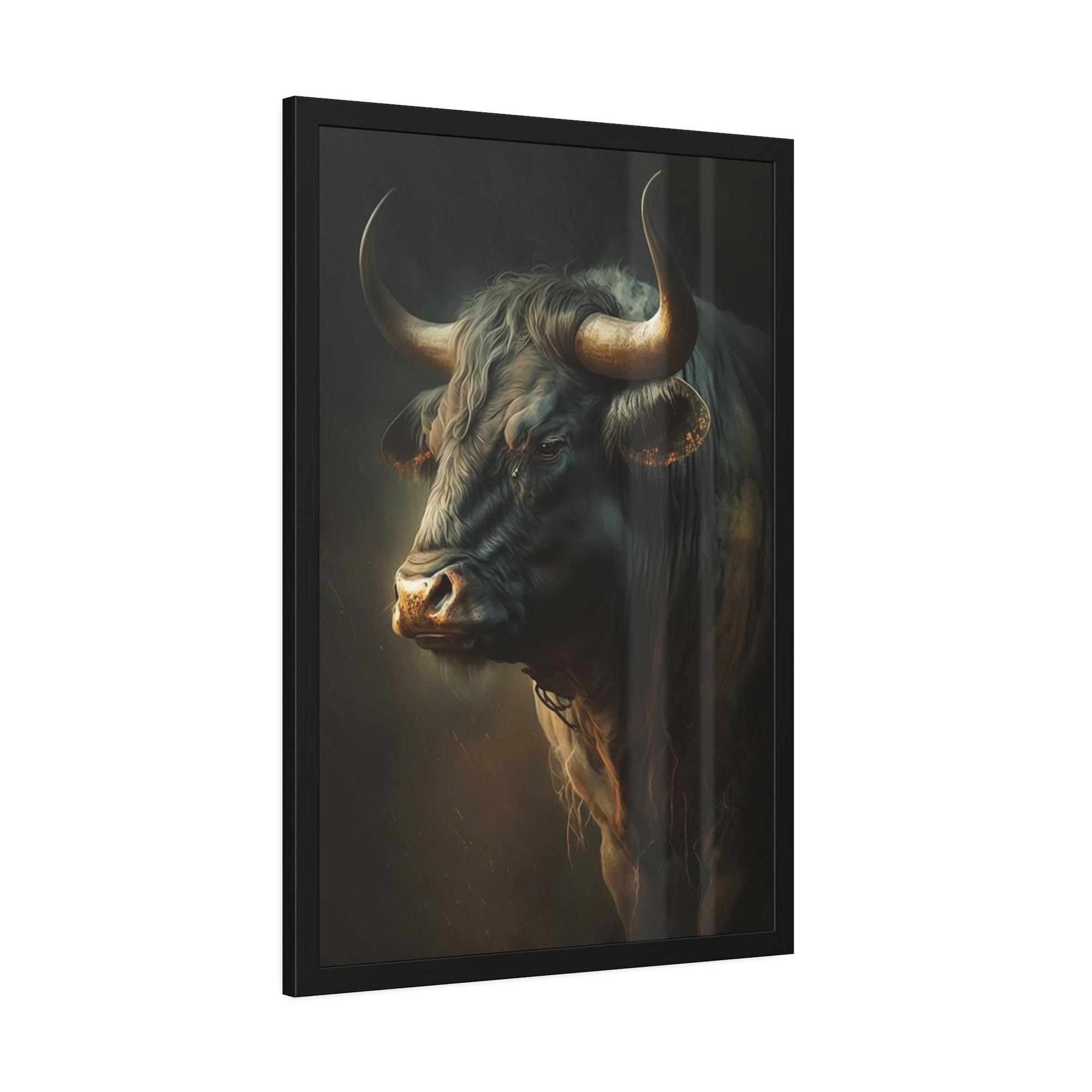 Bulls Bull's Strength: Canvas Wall Art Print of Majestic Horned Animal