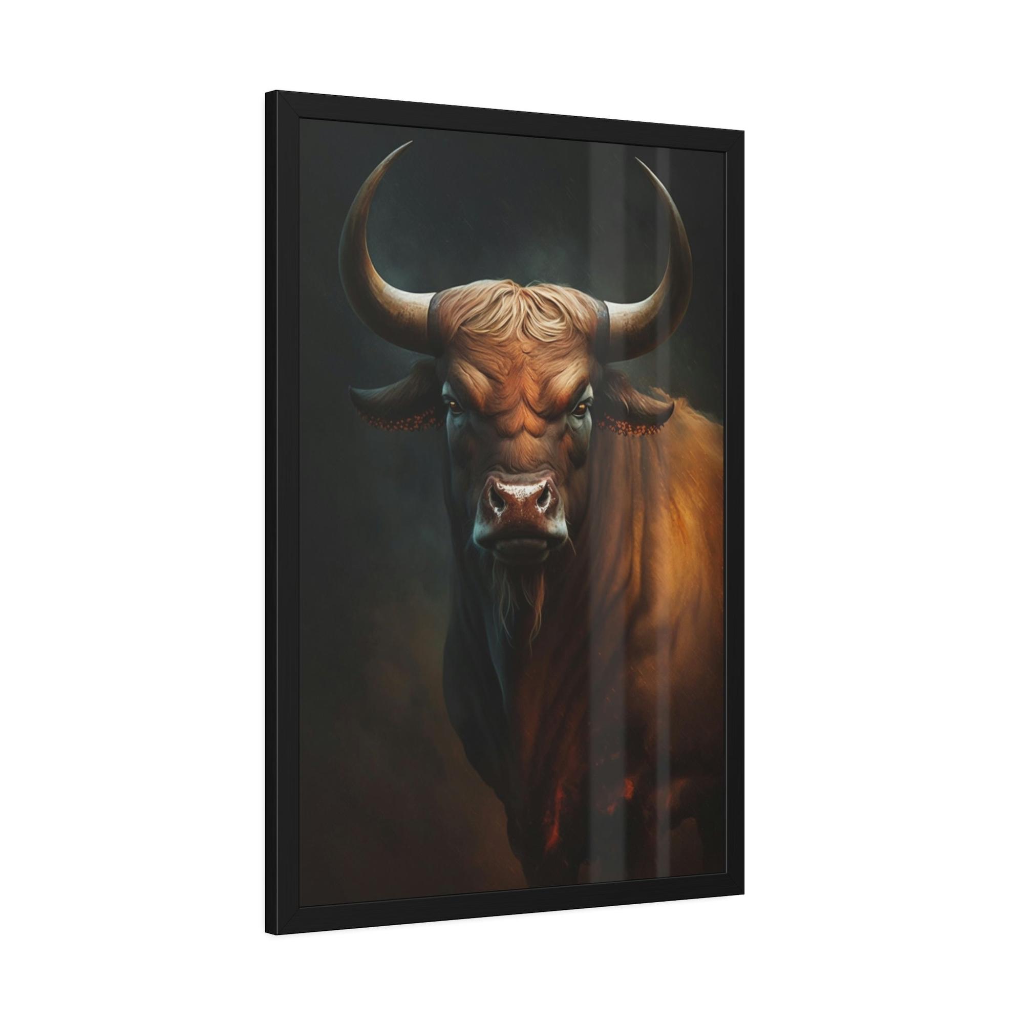 Bulls Portrait of a Bull: Natural Canvas & Poster Print of Majestic Animal