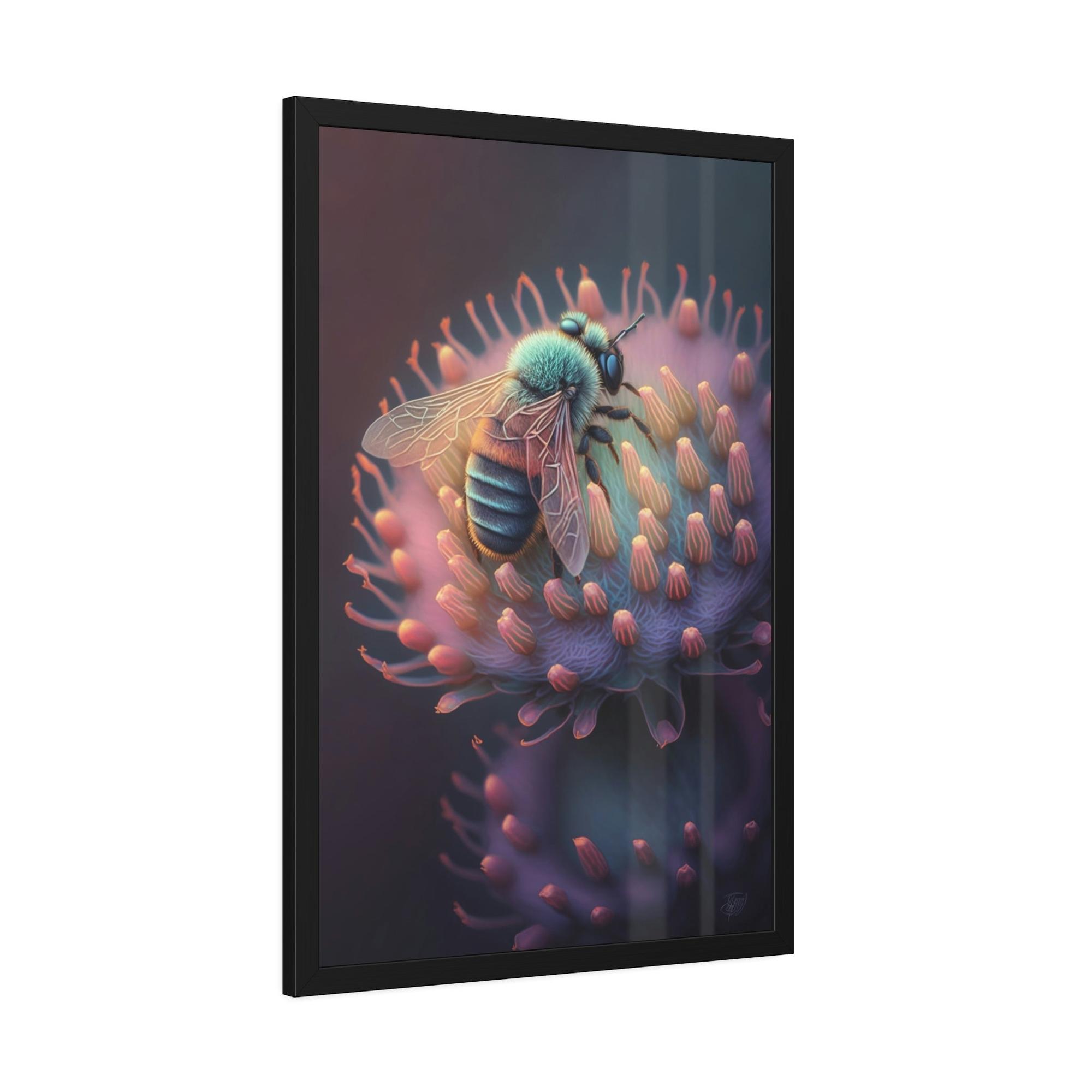 Bees A Busy Bee's Day: Canvas & Poster Wall Art of a Bee Collecting Nectar from Sunrise to Sunset