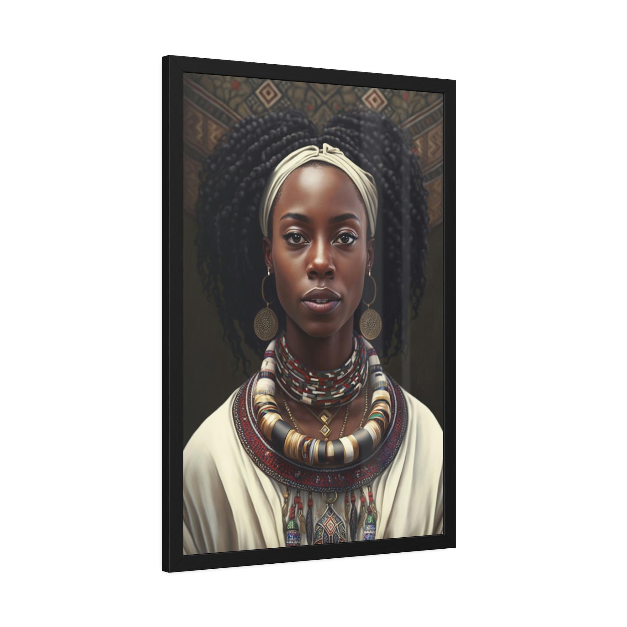 undefined Vibrant Colors of Africa: Stunning Framed Canvas of a Graceful Lady