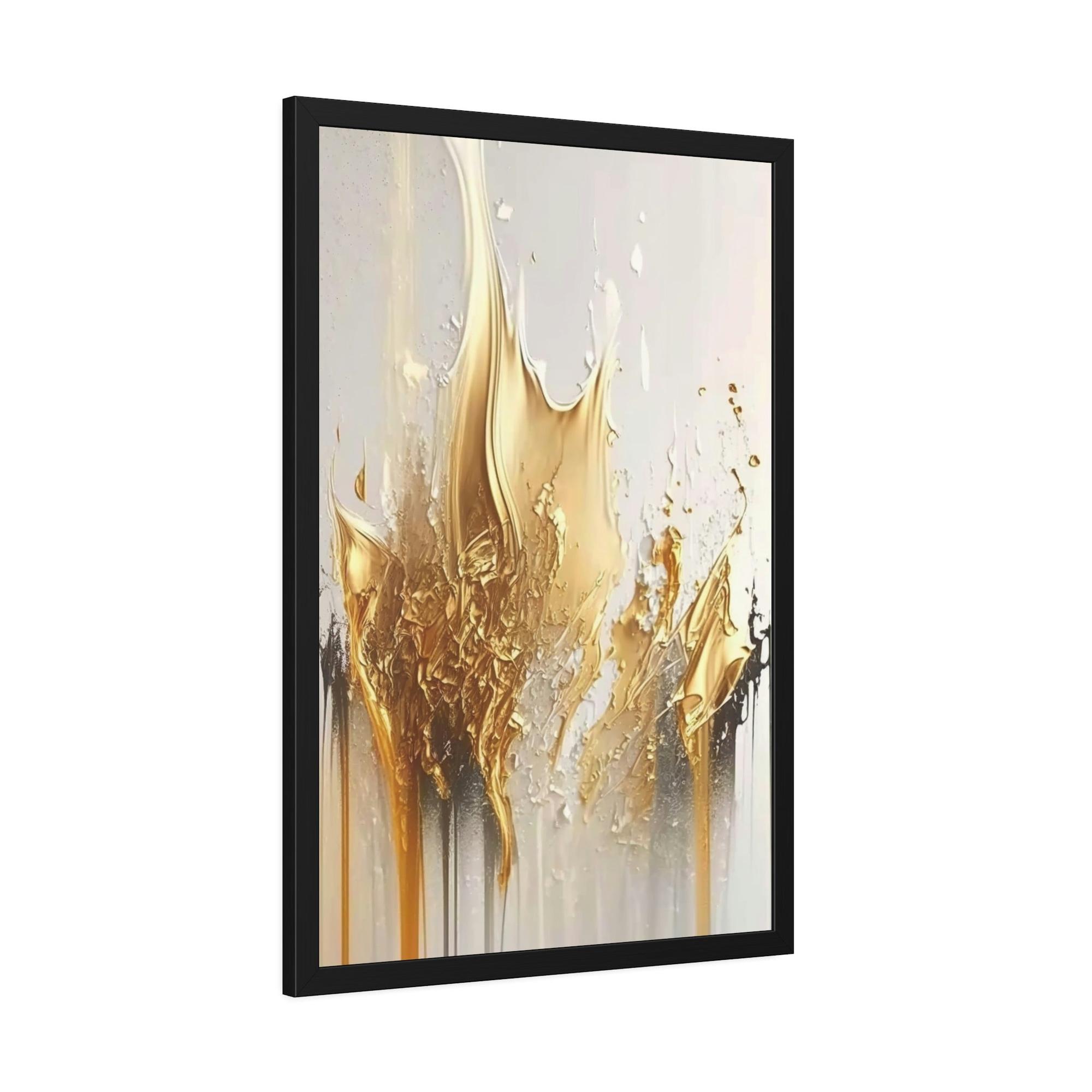 Gold Abstract Art Gilded Beauty: Print on Canvas of a Glamorous and Rich Abstract Art in Gold Hues on Natural Canvas