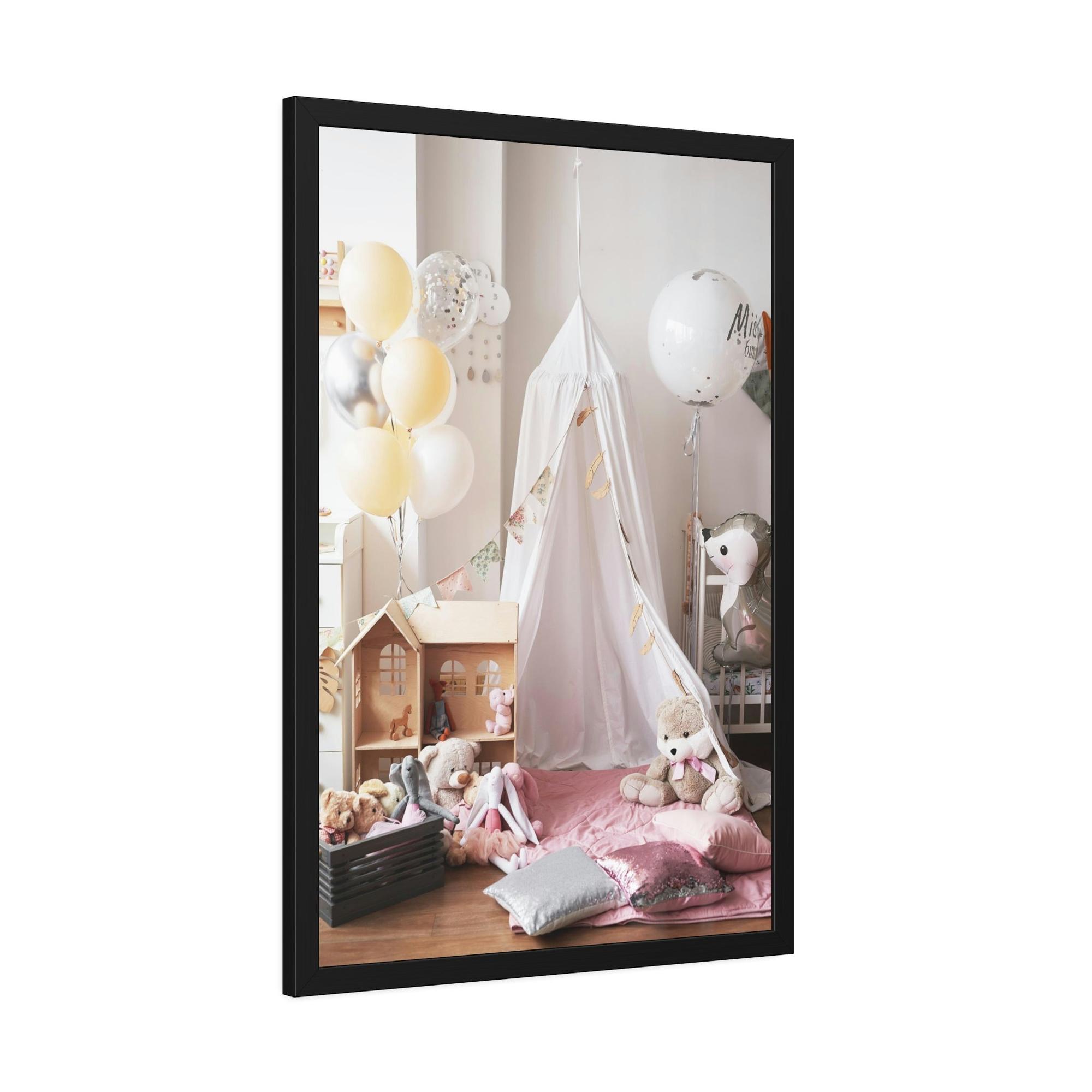 Girls Room Princess Dreams: Elegant Framed Canvas for Girls Room Wall Decor