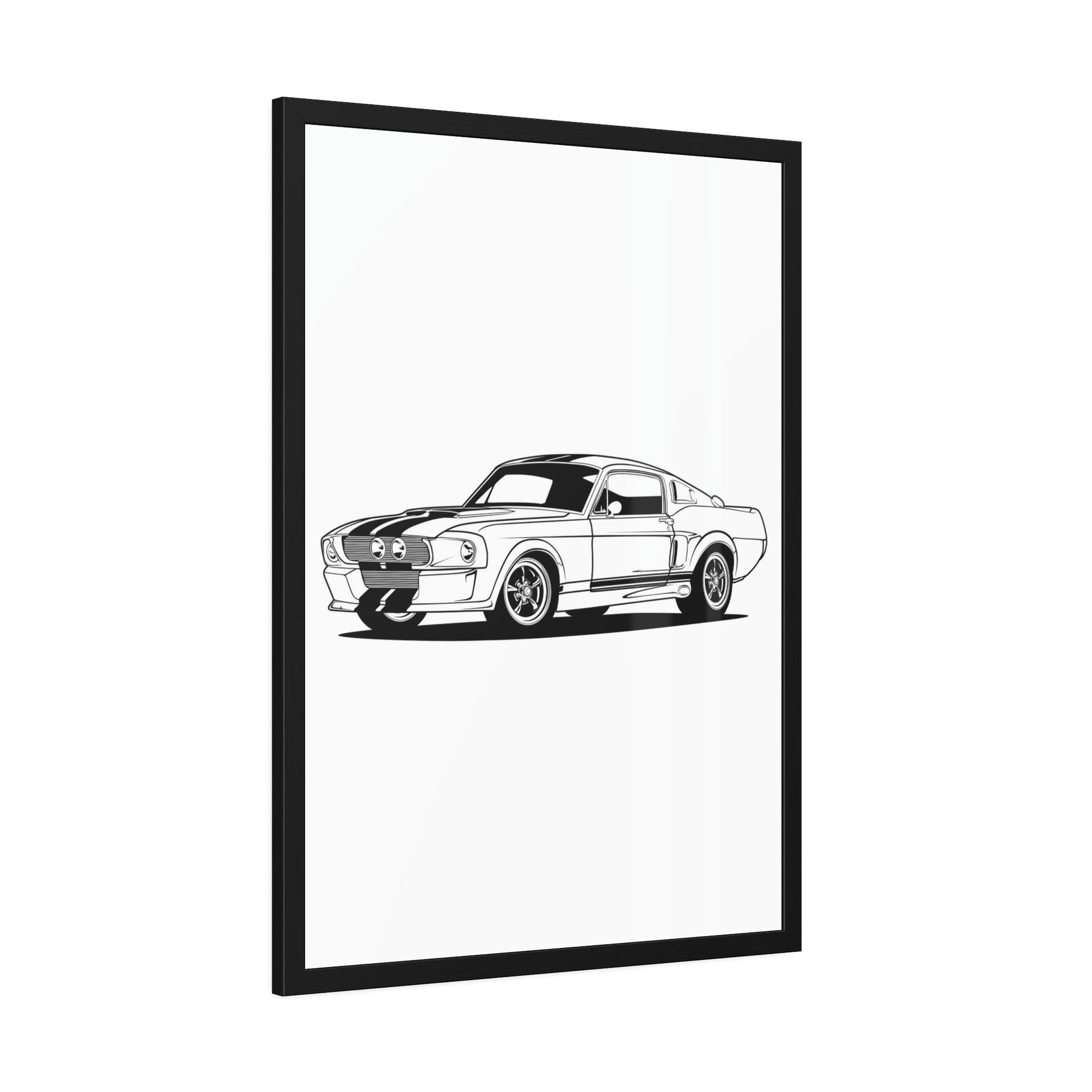 Mustang Thrill of the Ride: Framed Canvas Poster of a Mustang Sports Car for Automotive Art Connoisseurs