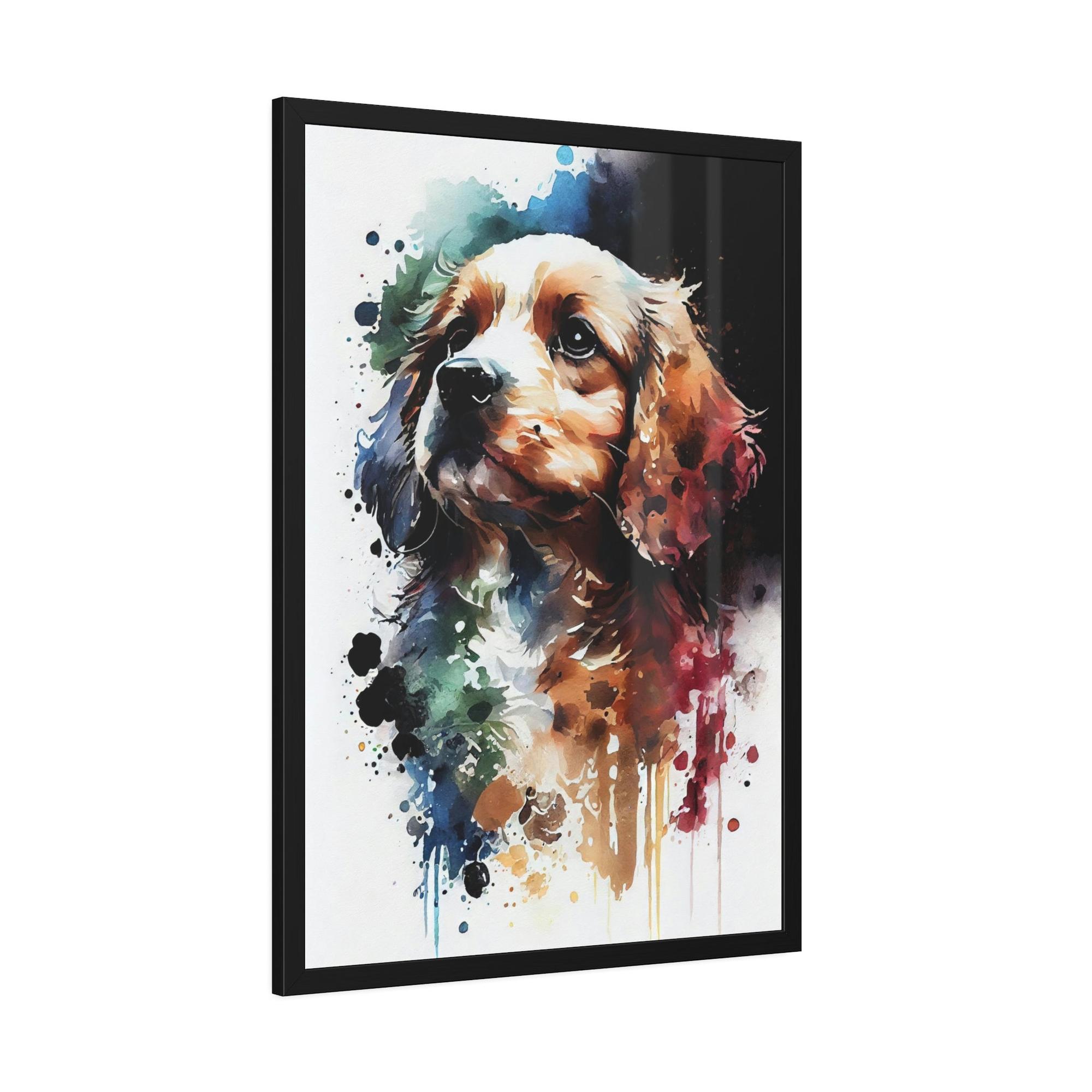 Dogs Framed Furry Friend: Print on Canvas of an Adorable Pup