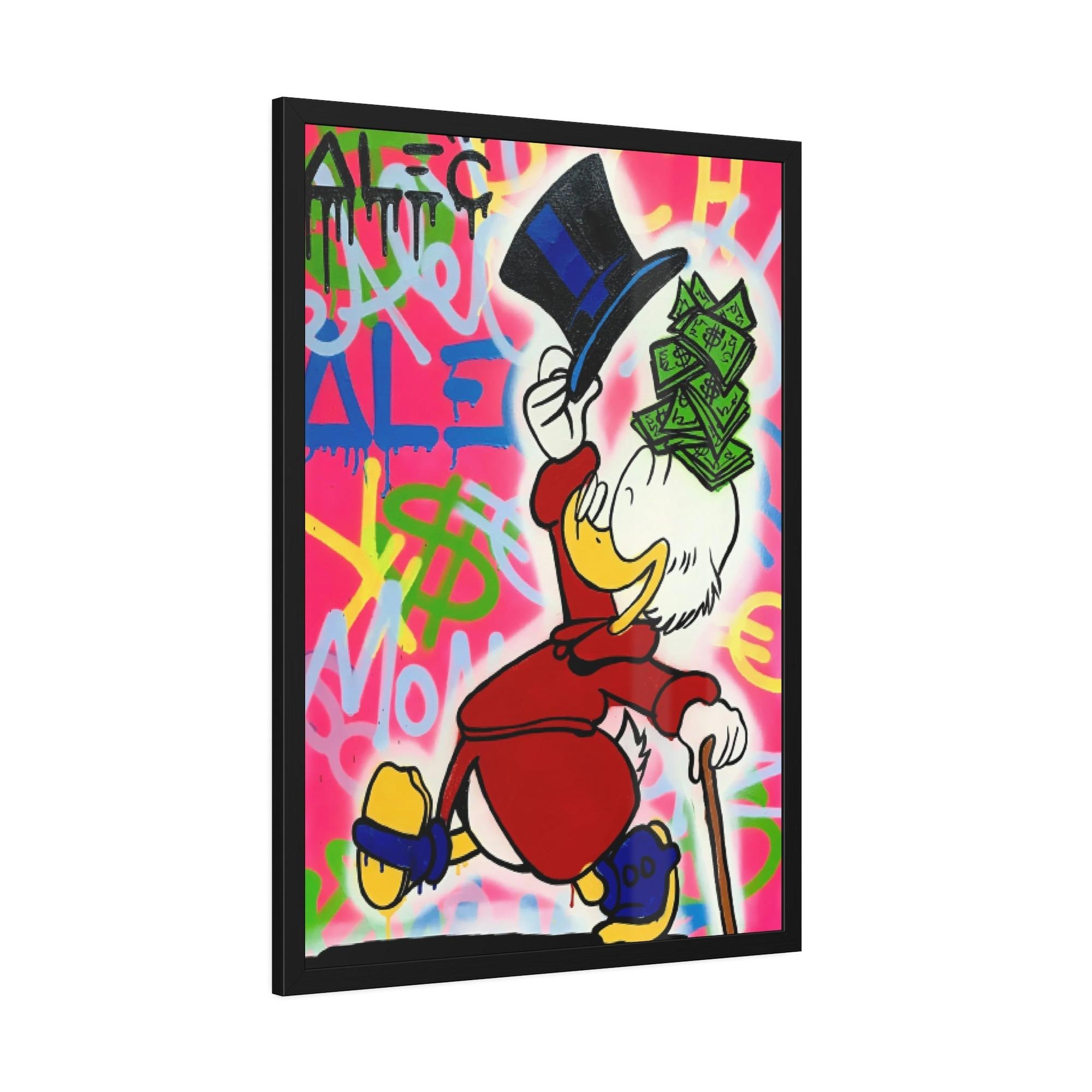 Monopoly & Motivation Street Art Duck: Alec Monopoly Inspired Canvas and Poster Print of Disney's Beloved Character