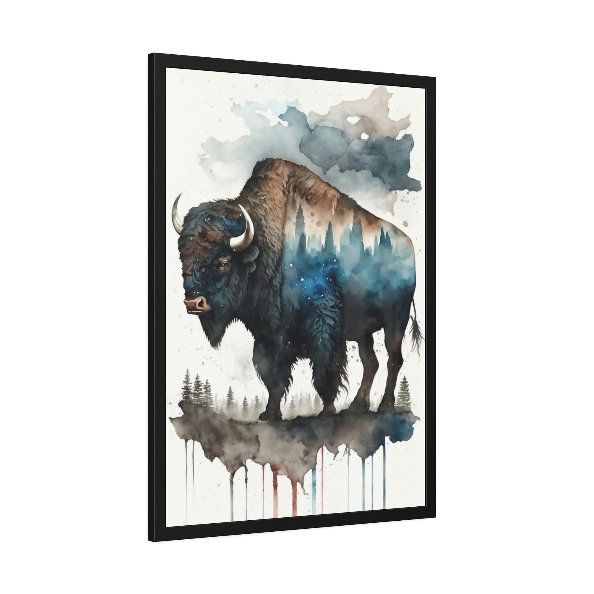 Buffalos A Lone Buffalo in the Wild: An Inspiring Artwork on Canvas & Poster