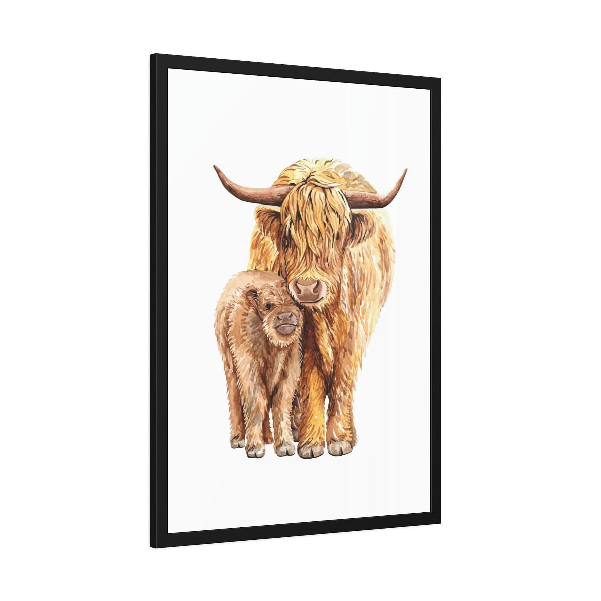 Cows Maternal Love: Heartwarming Wall Art Depicting a Cow Mother and Calf