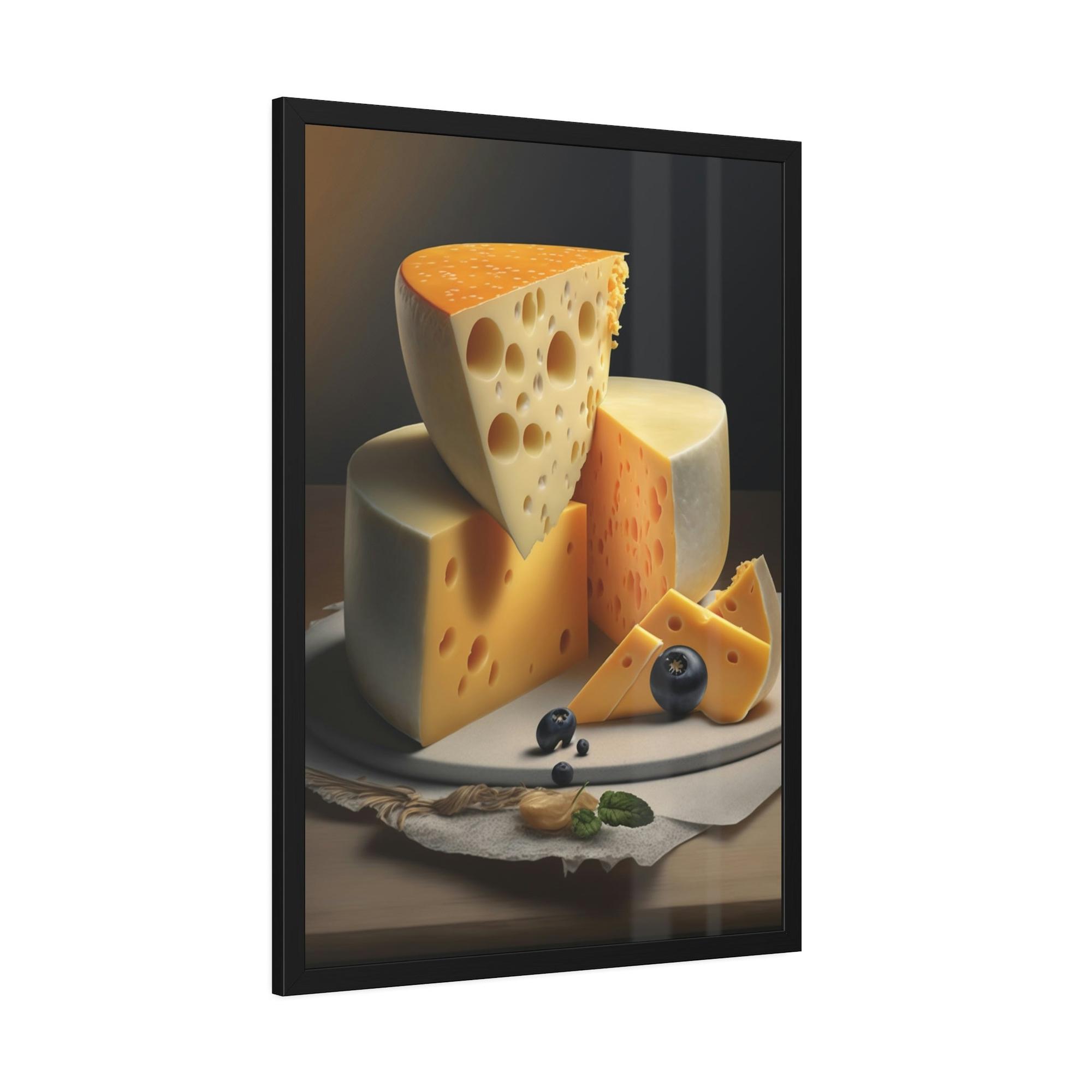Cheese The Cheesy Charm: Framed Canvas and Poster Featuring Delicious Cheeses