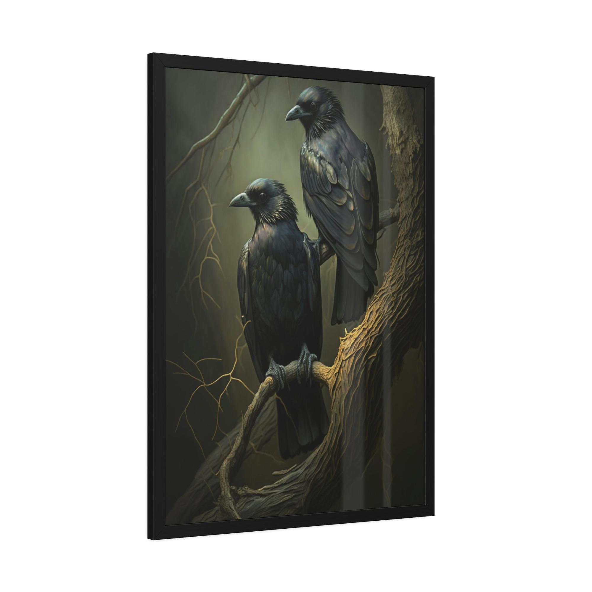 Ravens Guardians of the Night: Ravens Perched on a Branch