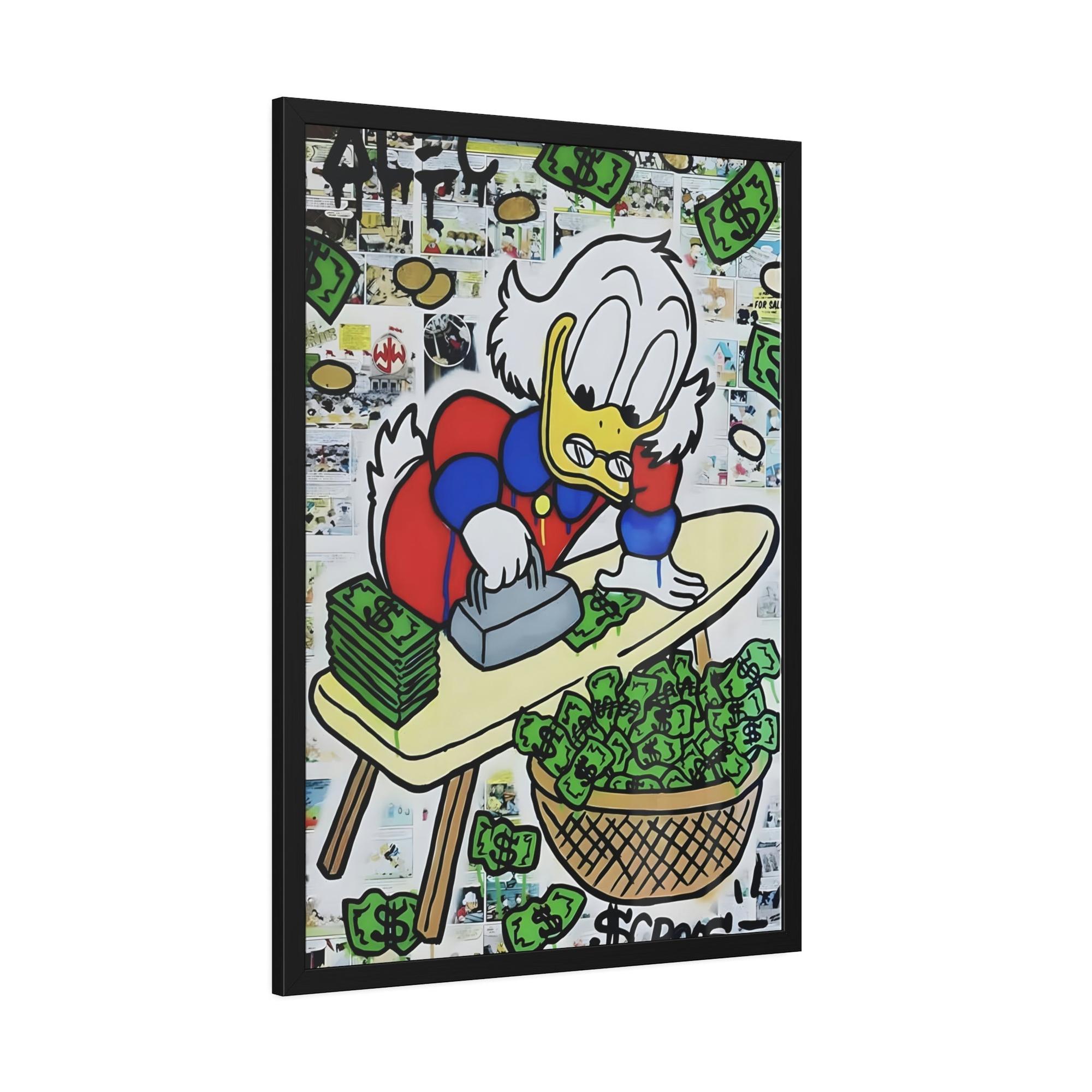 Monopoly & Motivation The Money Duck: Wall Art Prints of a Duck in Alec Monopoly's Iconic Money-Themed Graffiti Style on Framed Canvas