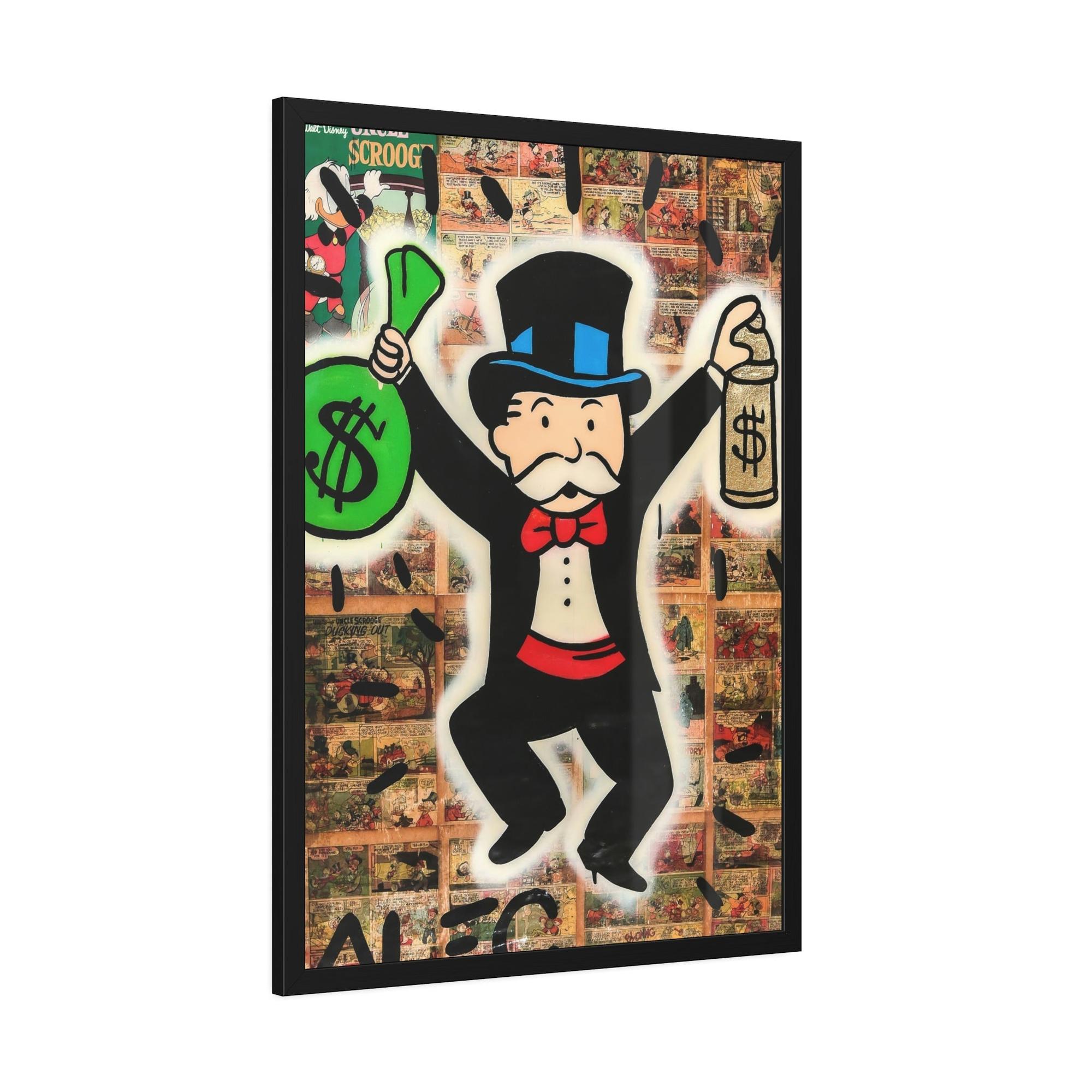 Monopoly & Motivation Money Talks: Framed Canvas and Poster Print of Alec Monopoly Art