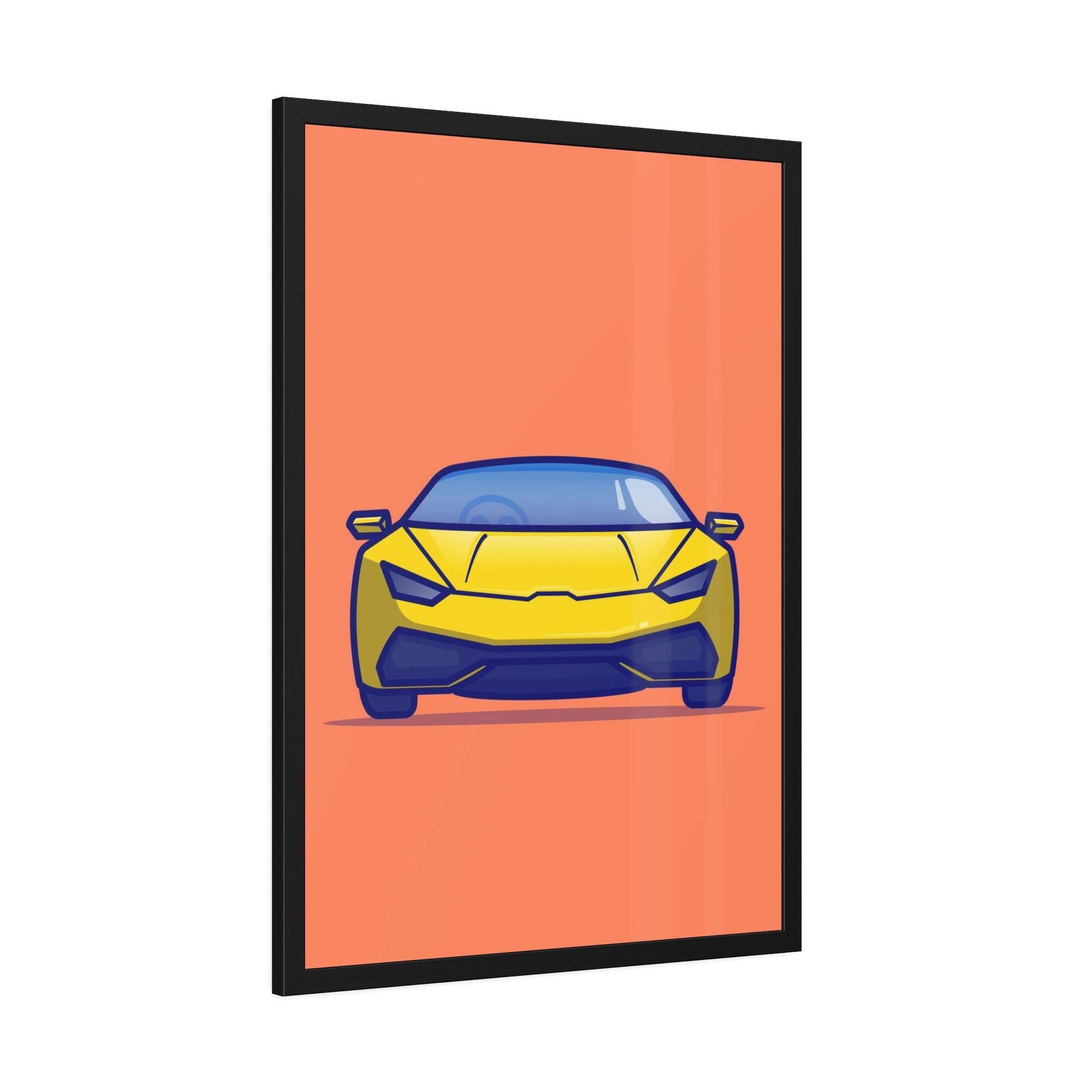 Lamborghini Luminous Speed: Yellow Lamborghini Wall Art on Framed Canvas & Poster