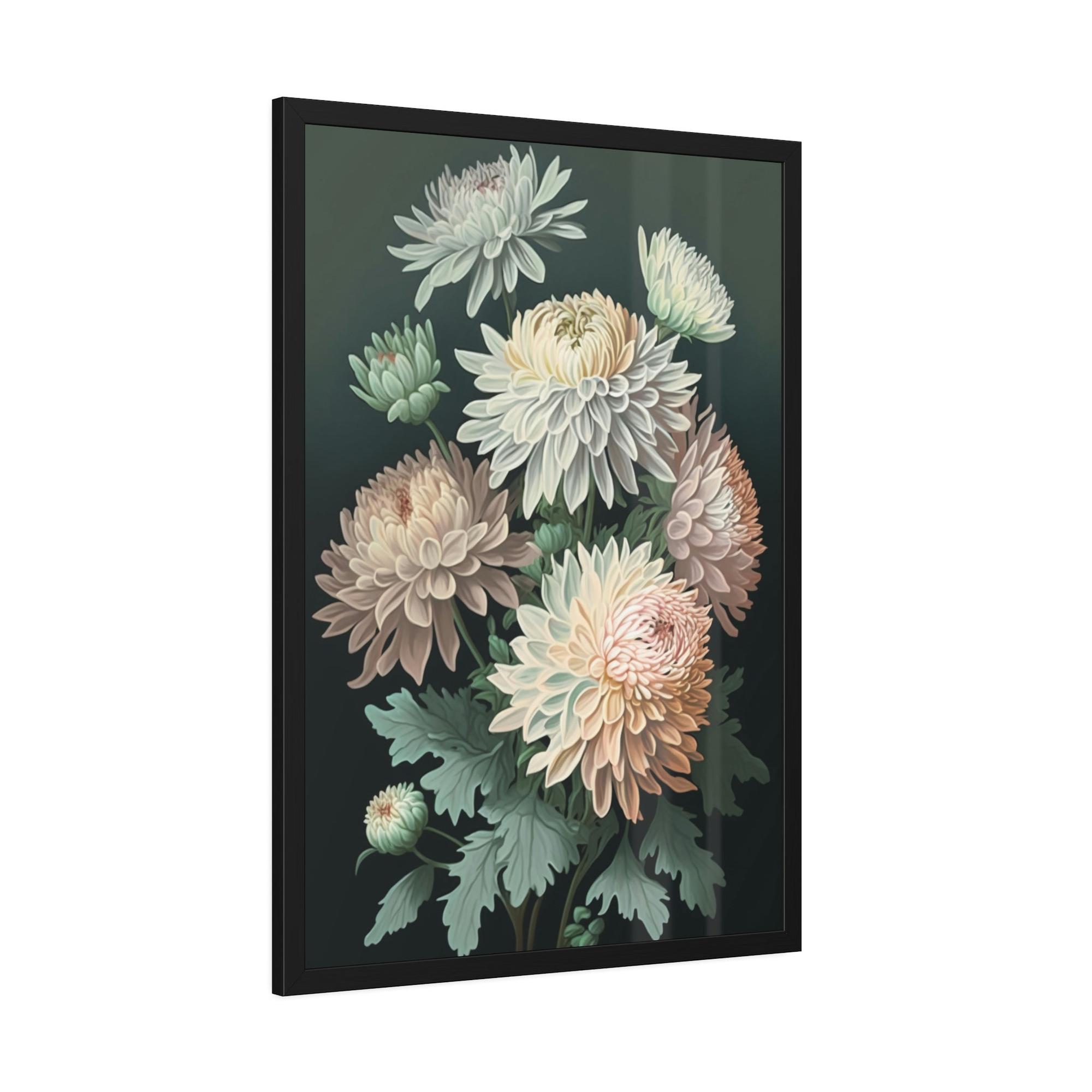Chrysanthemums Chrysanthemums in Bloom: Beautiful Wall Art on Natural Canvas