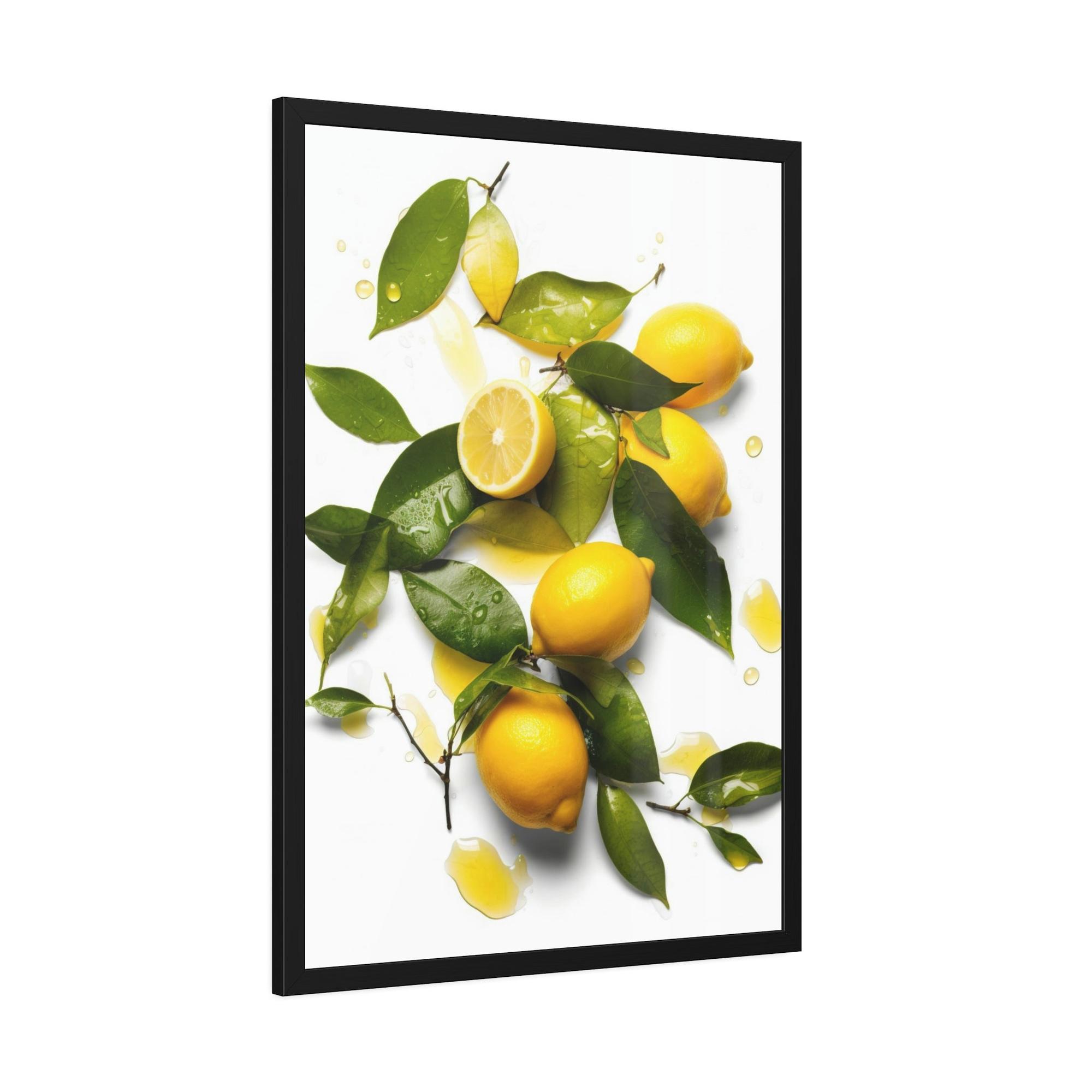 Yellow Beautiful Canvas Art Prints of Yellow Lemons on Framed Canvas
