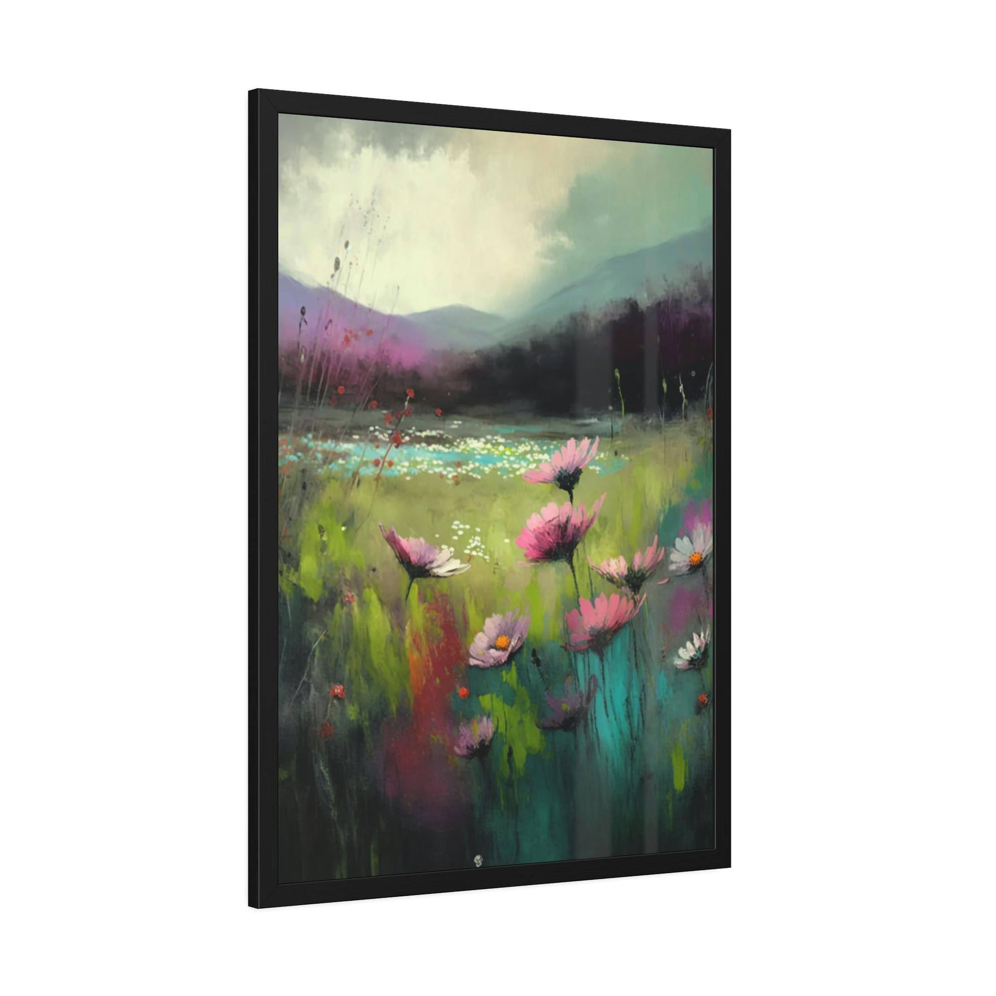 Abstract Landscape Chromatic Abstraction: A Framed Canvas & Poster Artwork of a Vibrant Landscape