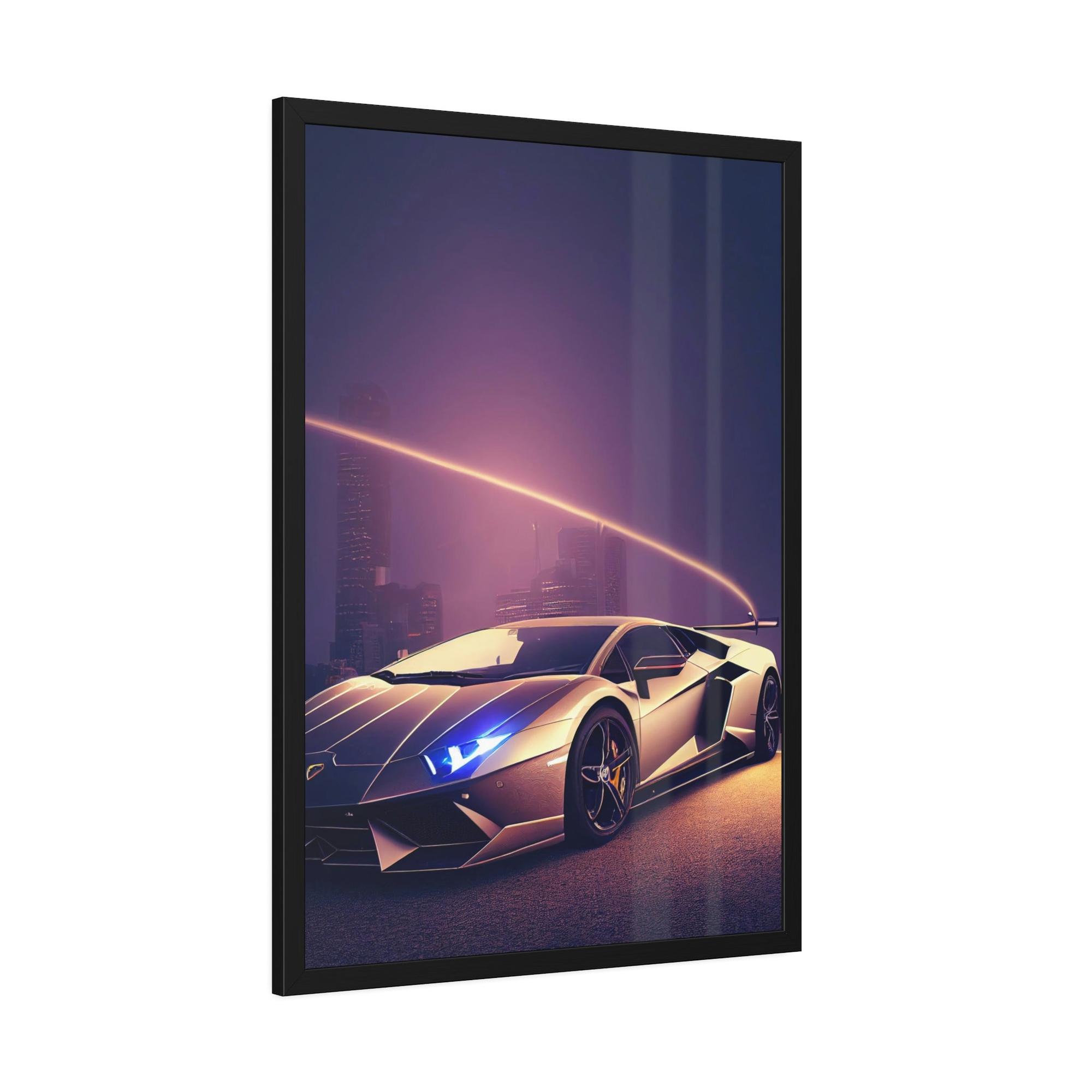 Lamborghini Sleek Supercar Beauty: Framed Canvas & Poster Print of a Lamborghini