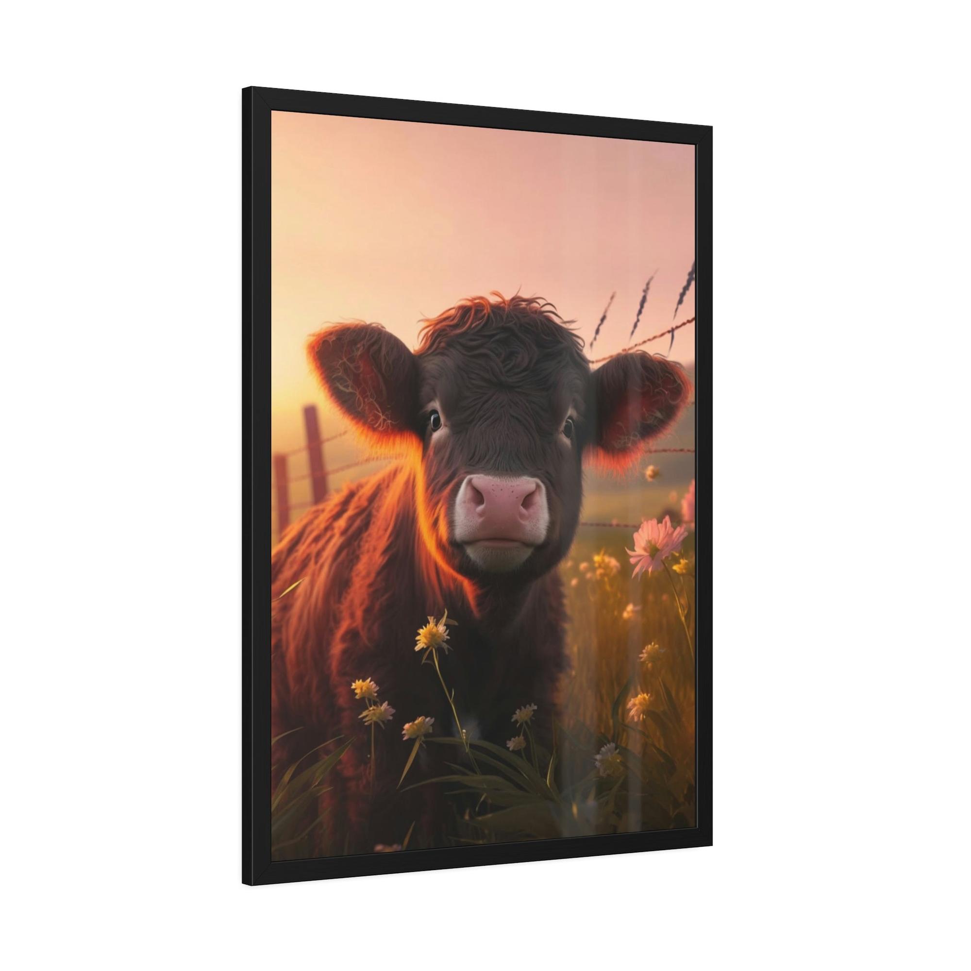 Cows Serene Bovine Beauty: Framed Poster Wall Art Featuring a Stunning Cow Portrait