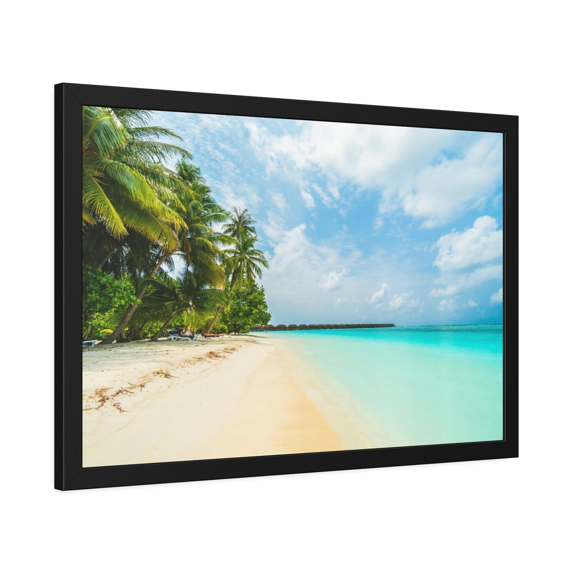 Caribbean Beach Tropical Paradise: Framed Canvas and Print on Canvas of Caribbean Wall Art