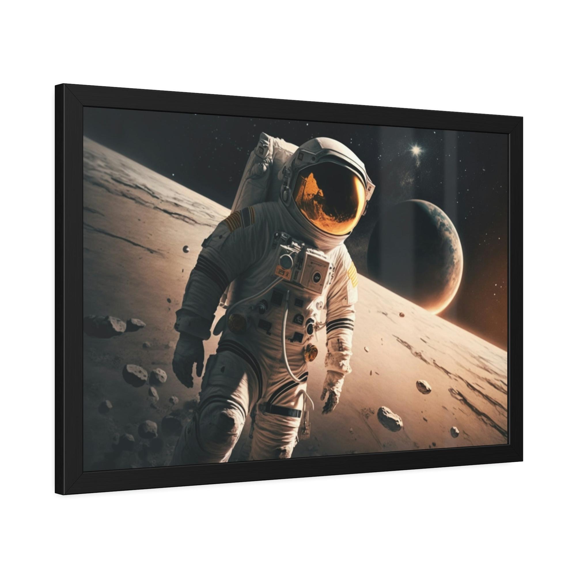 Astronauts Journey to the Stars: Astronauts on Natural Canvas and Framed Poster
