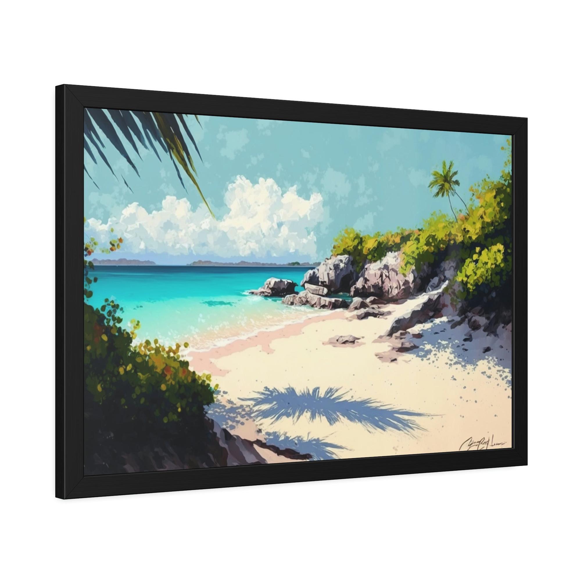 Caribbean Beach Escape to Paradise: Caribbean Beach Art on Natural Canvas and Wall Art Prints