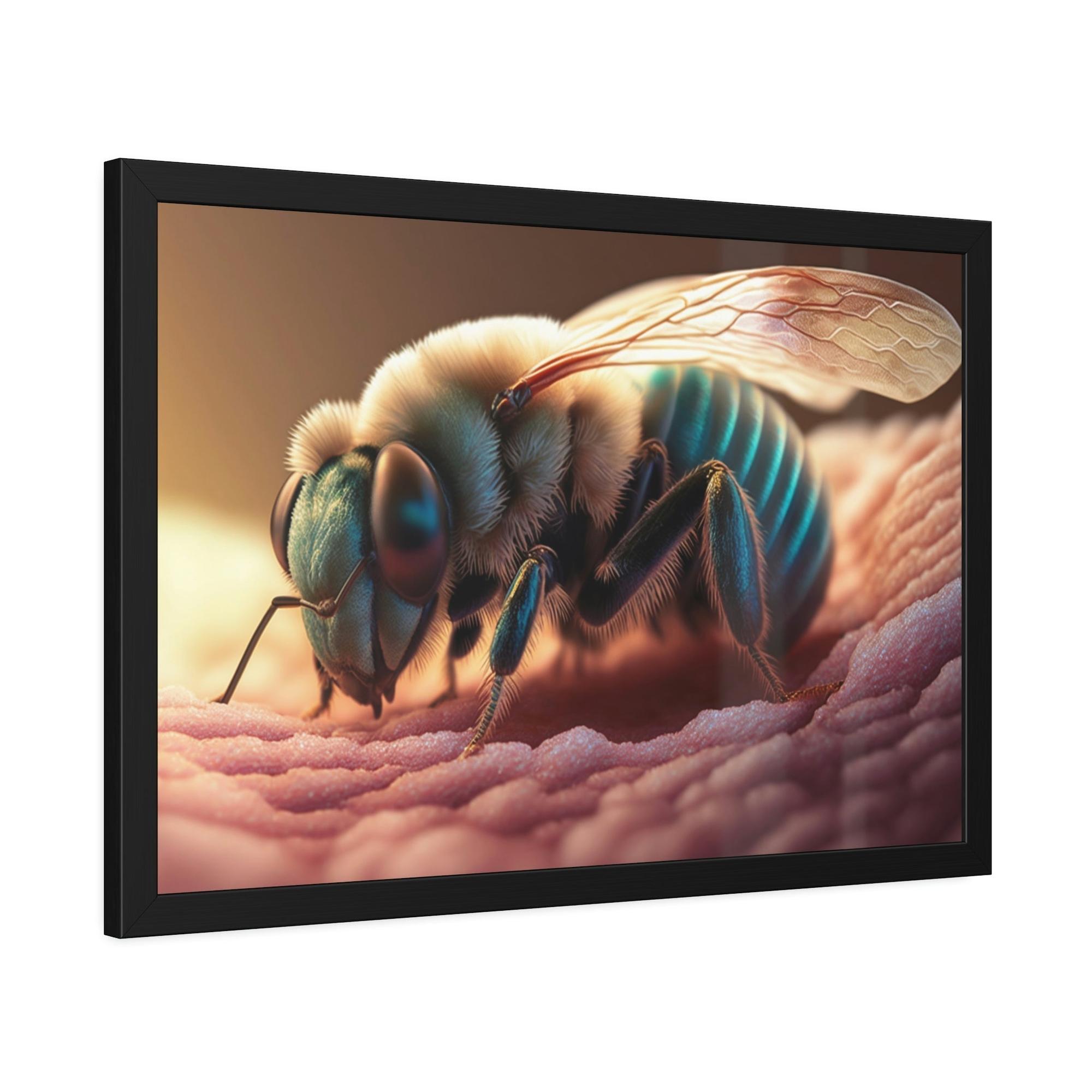Bees The Art of Pollination: A Print on Canvas & Poster of a Bee and a Flower in Harmony