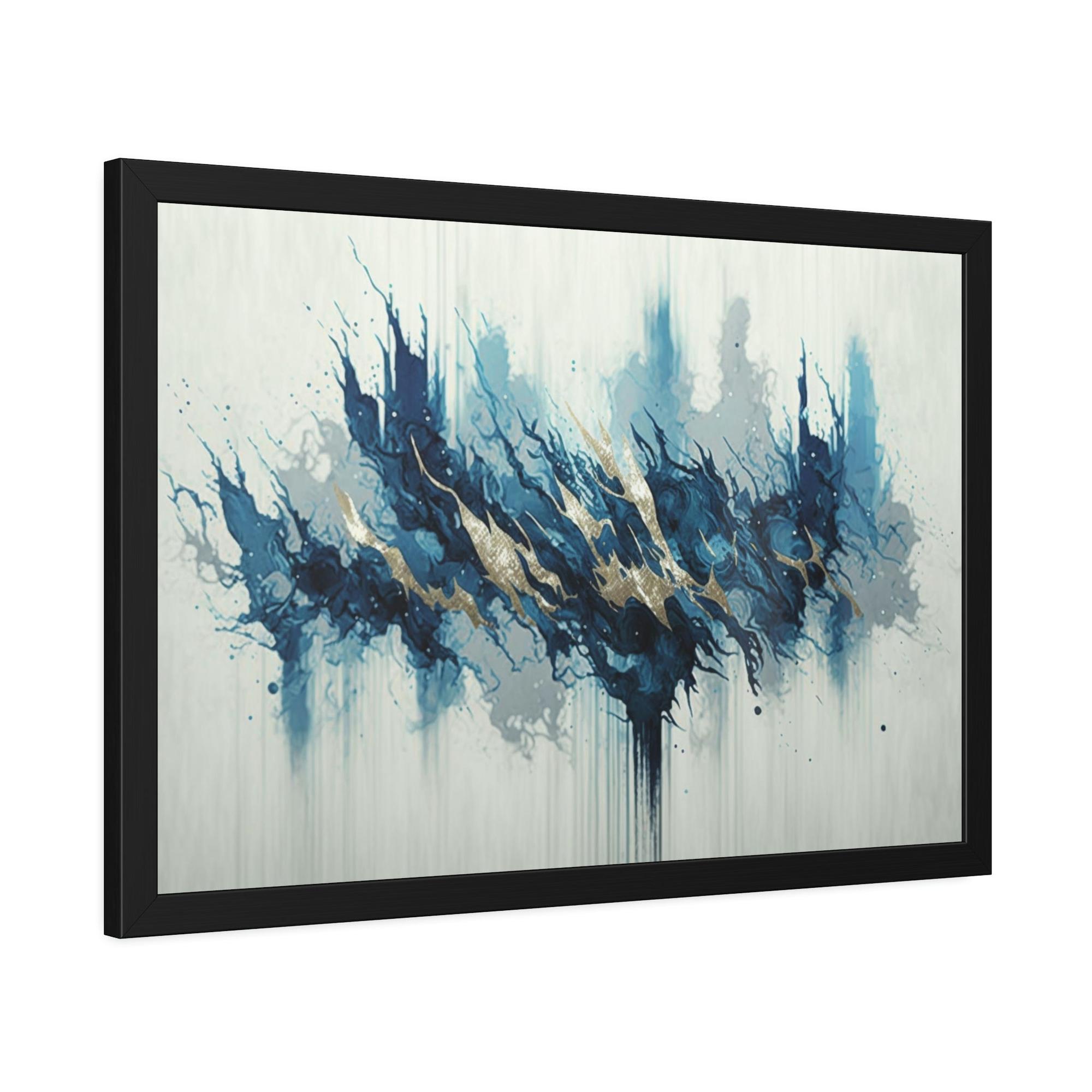 Blue Abstract Canvas Art Oceanic Depths: A Framed Canvas & Poster Print of Blue Abstract Art